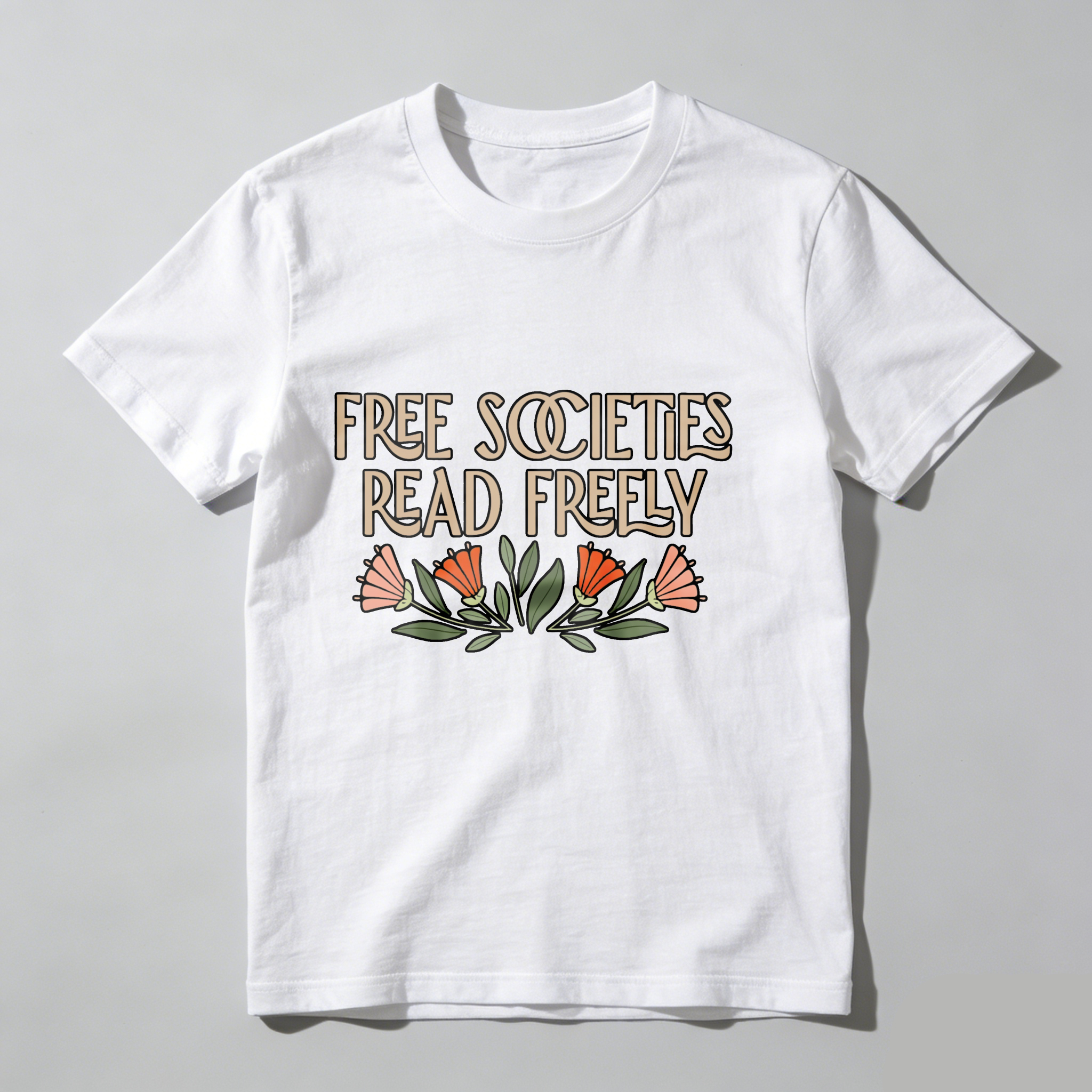 Dorawear™ Free Societies Read Freely With Flowers T Shirt