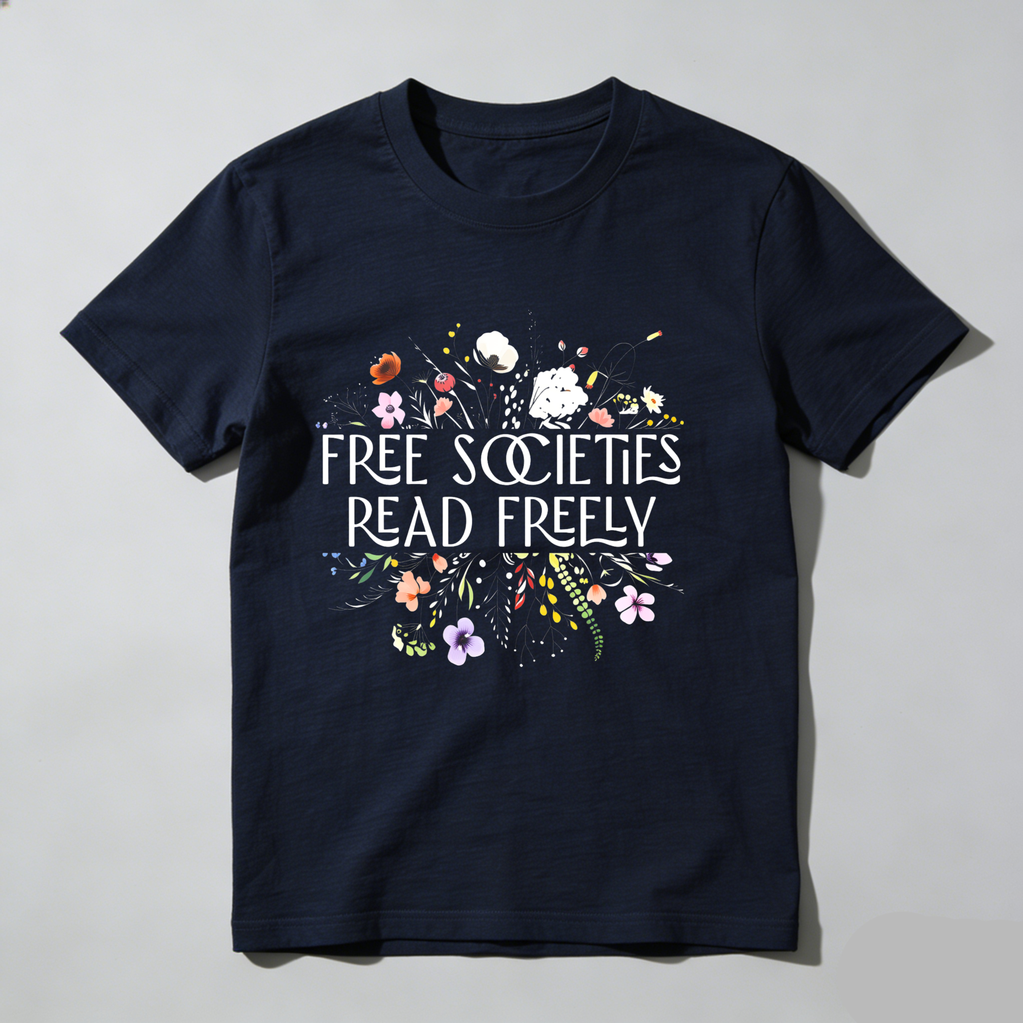 Dorawear™ Free Societies Read Freely Floral Design T Shirt