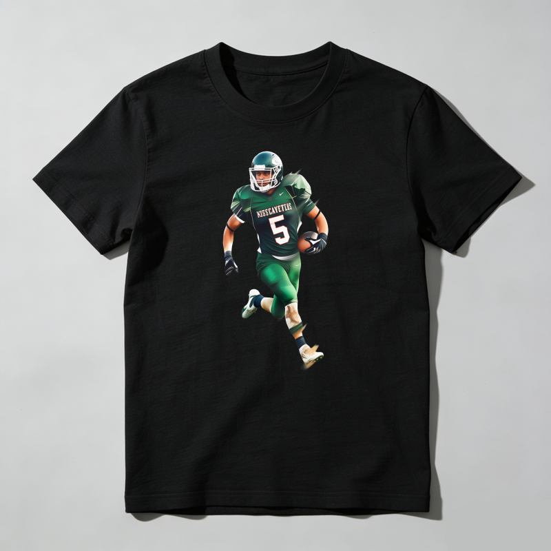 Dorawear™ Football Player In Green Uniform Running T Shirt