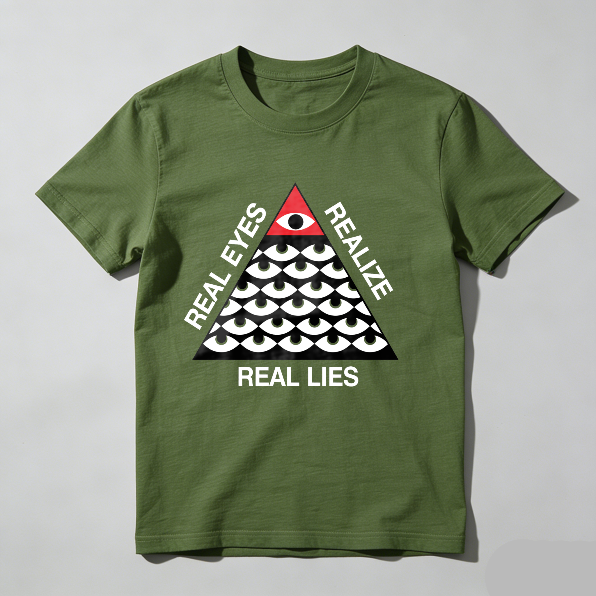 Dorawear™Real Eyes Realize Real Lies Pyramid Eye Pattern  T Shirt