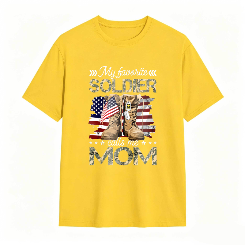 Dorawear™ Soldier Mom American Flag And Military Boots Design Unisex Classic T-shirt