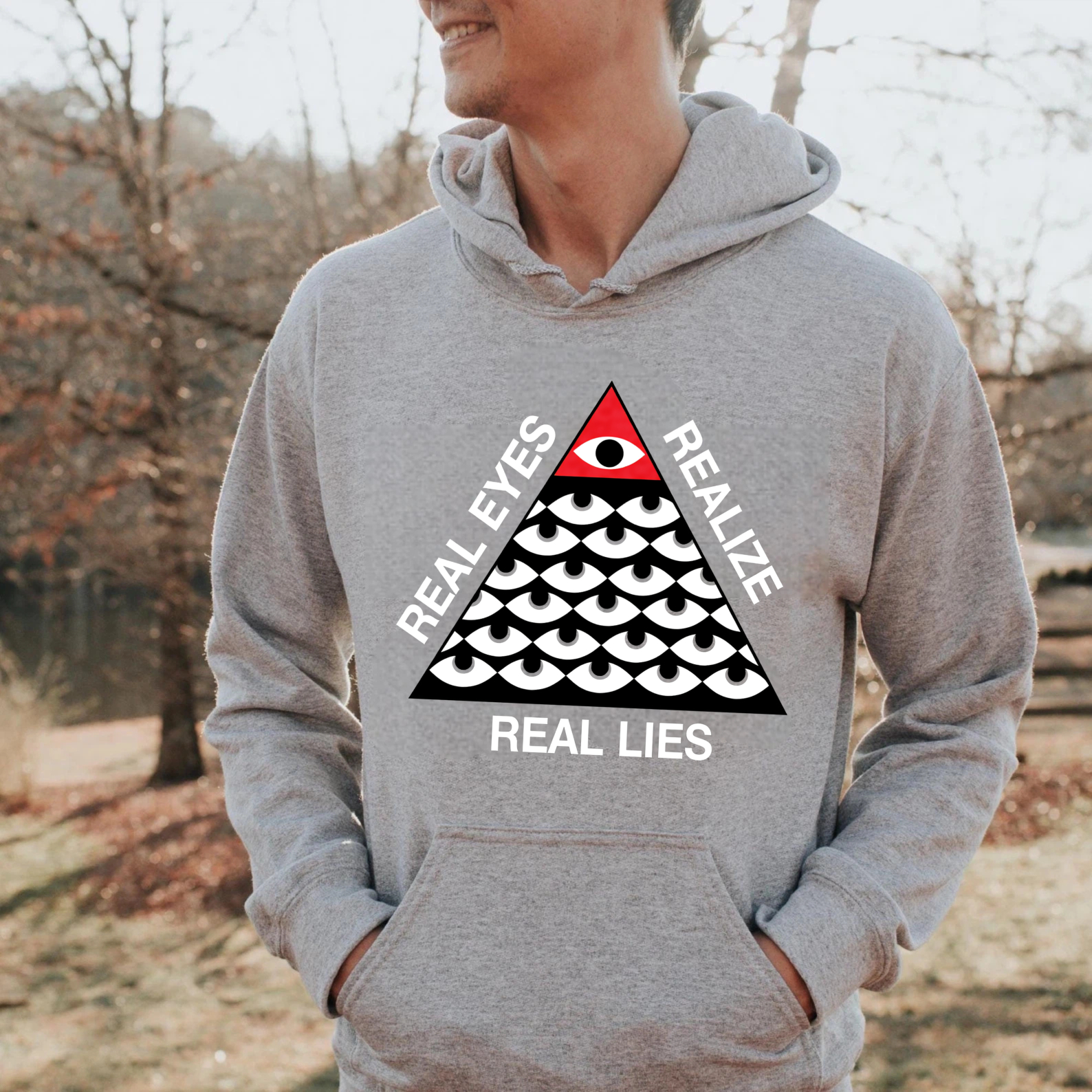 Dorawear™ Real Eyes Realize Real Lies Hoodie With All Seeing Eye Design Black Sweatshirt For Men Women Fashion Statement Clothing-Dorawear