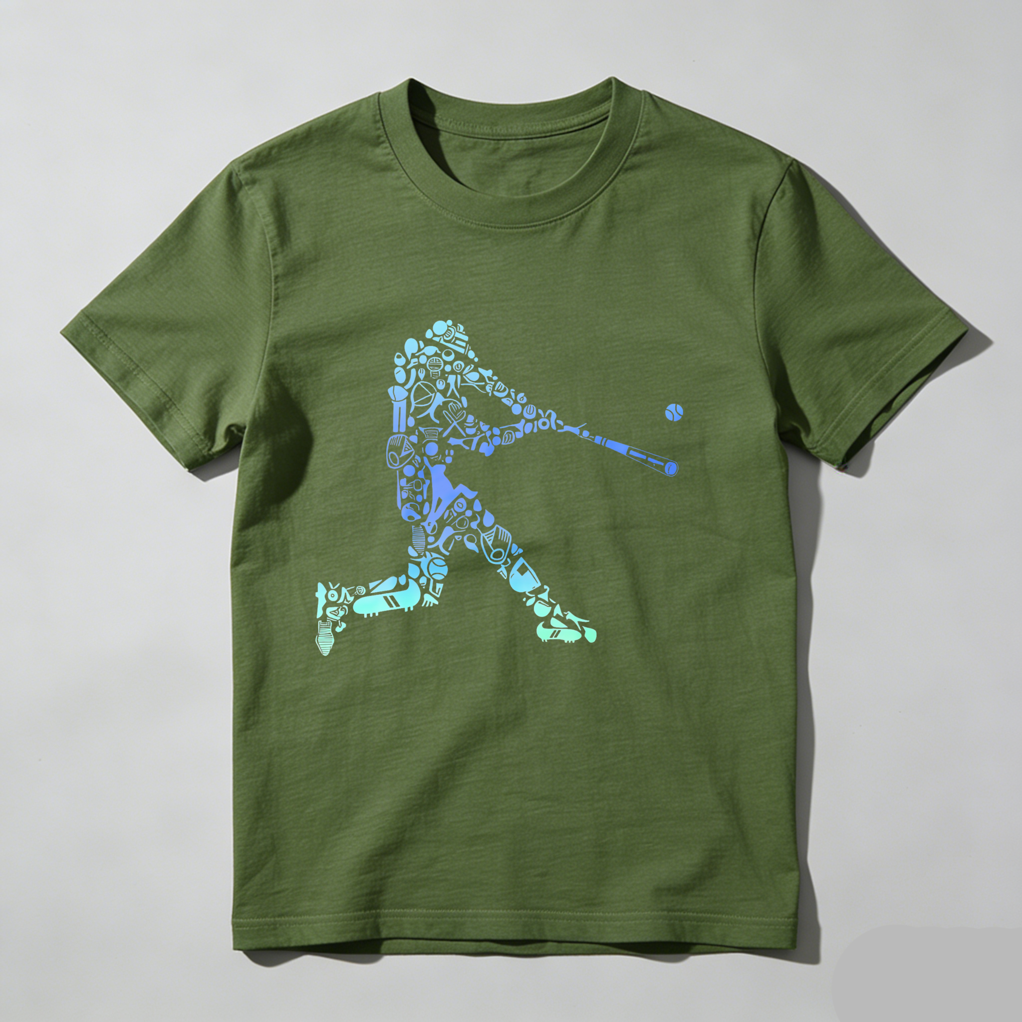 Dorawear™ Baseball Player Silhouette With Tools And Equipment  T Shirt