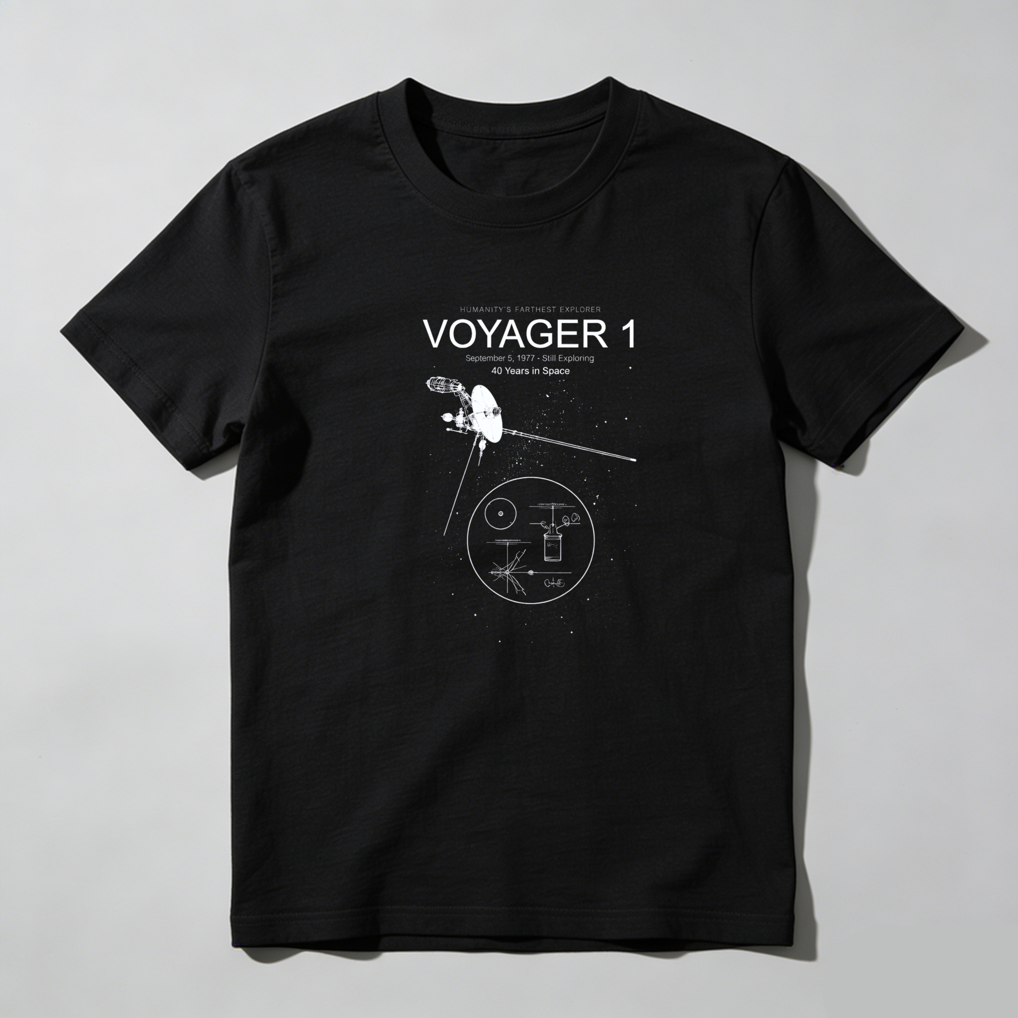 Dorawear™ Voyager 1 Space Exploration Golden Record Pure Cotton Short Sleeve T Shirt-Dorawear
