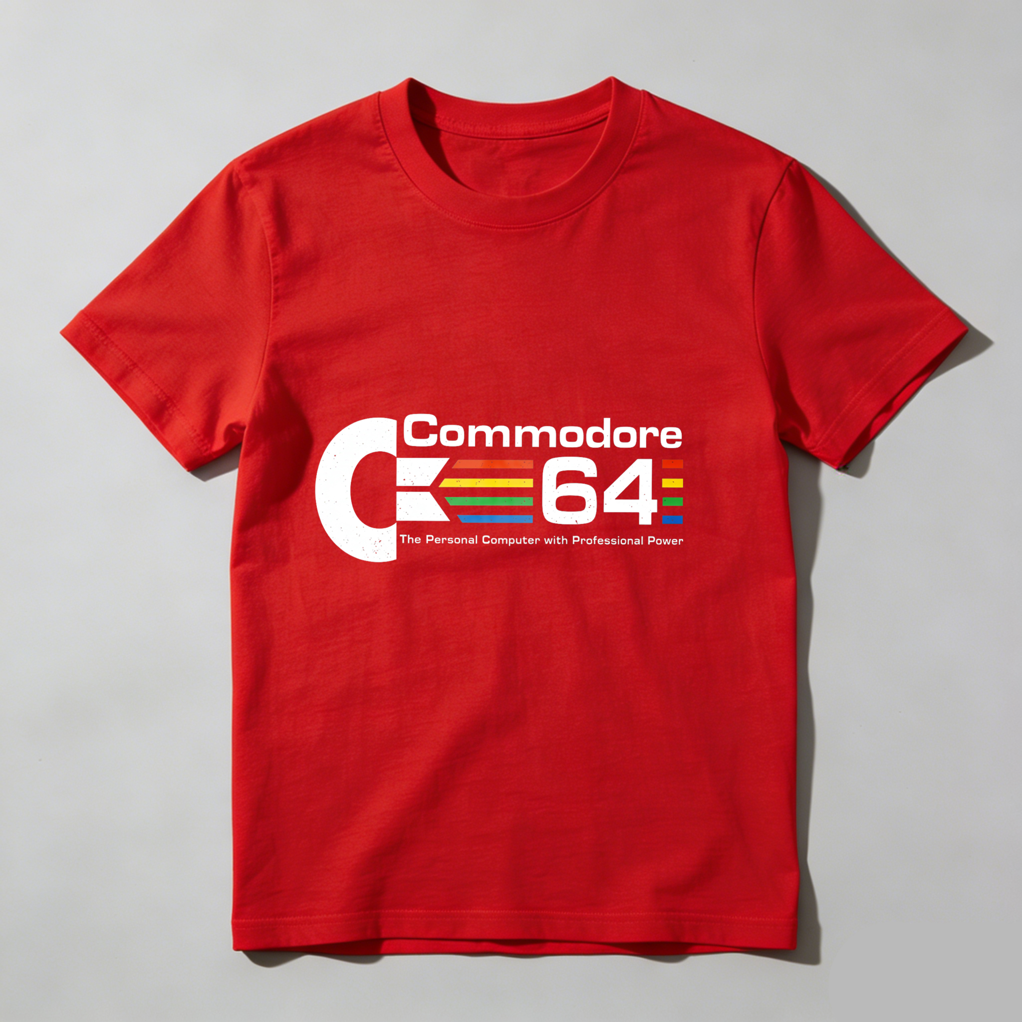 Dorawear™ Commodore C64 Logo With Rainbow Stripes T Shirt