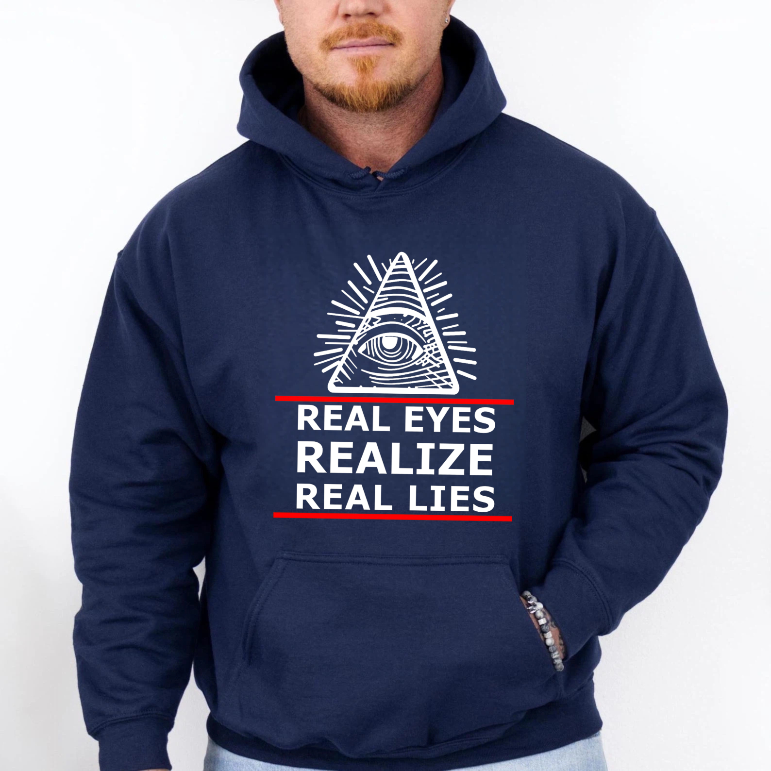 Dorawear™ Real Eyes Realize Real Lies Hoodie With All Seeing Eye Symbol Black Sweatshirt For Men Women Unisex Fashion Statement Piece-Dorawear