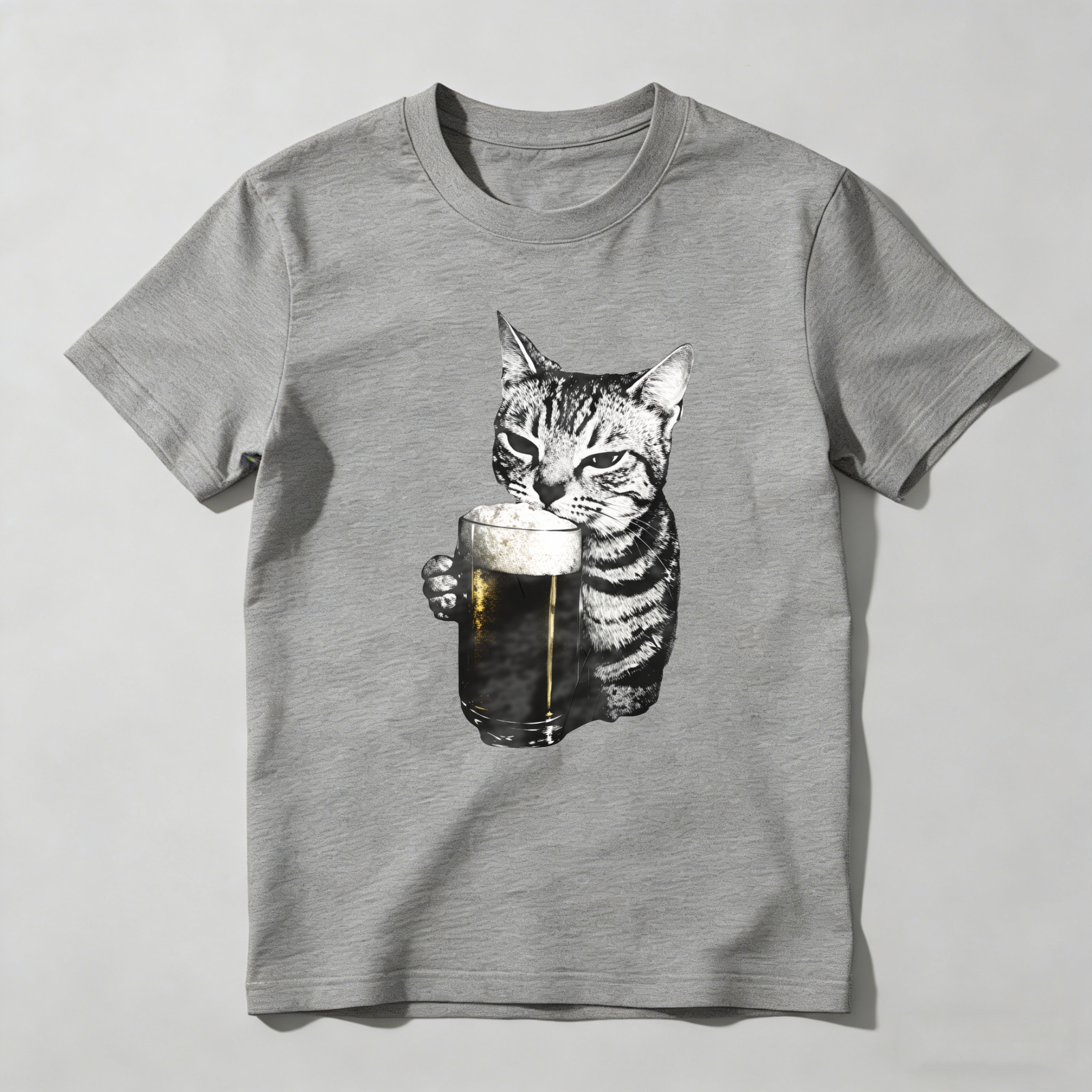 Dorawear™ Cat Holding Beer Glass Print T Shirt