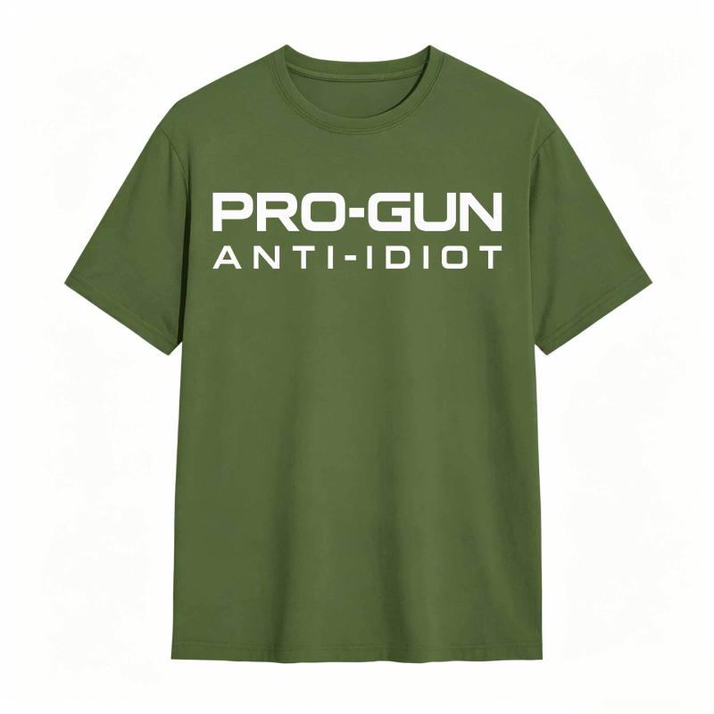 Pro-Gun Anti-Idiot Graphic Print Cotton Shirt
