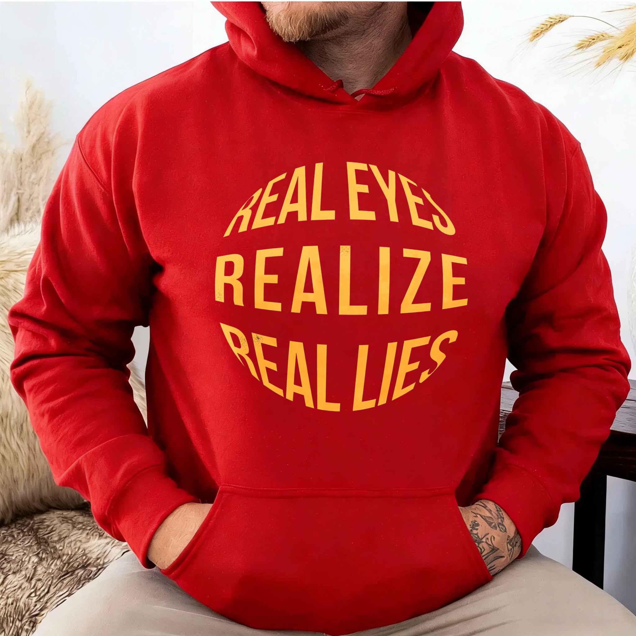 Dorawear™ Real Eyes Realize Real Lies Hoodie Black Sweatshirt With Pocket And Drawstring Hood For Men Women Unisex Casual Wear Fashion Statement Piece-Dorawear