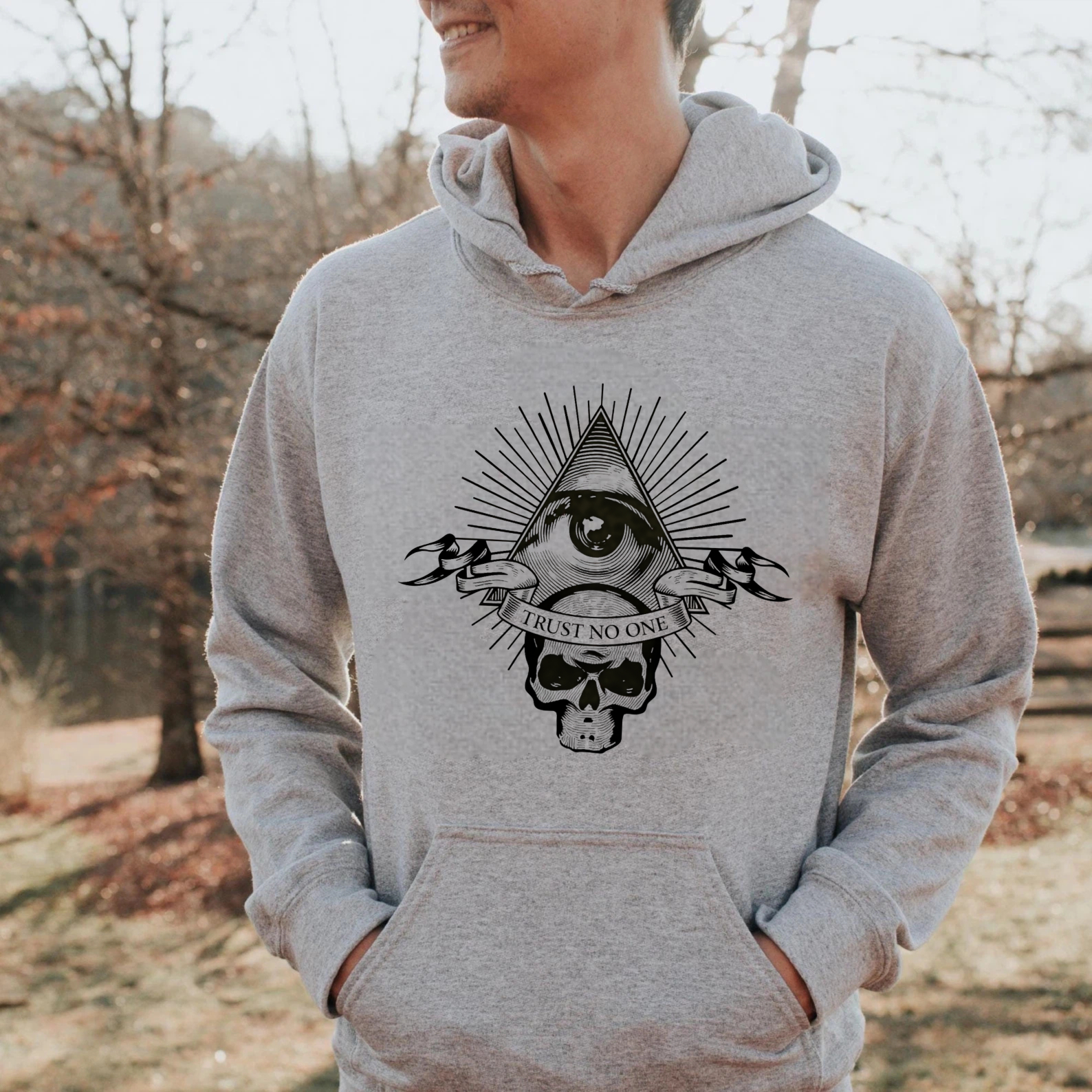 Dorawear™ Trust No One Skull And All Seeing Eye Hoodie Black Sweatshirt With Graphic Design For Men And Women Streetwear Fashion Statement Piece-Dorawear
