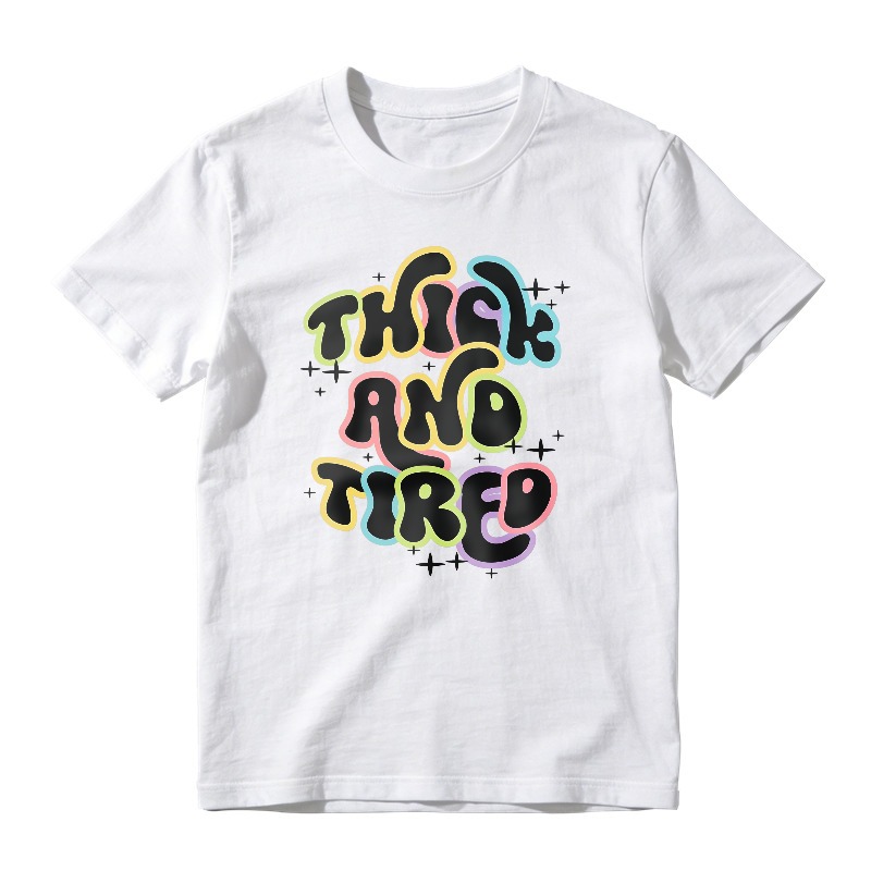 Thick And Tired Retro Bubble Letter Graphic, Unisex Classic T-shirt