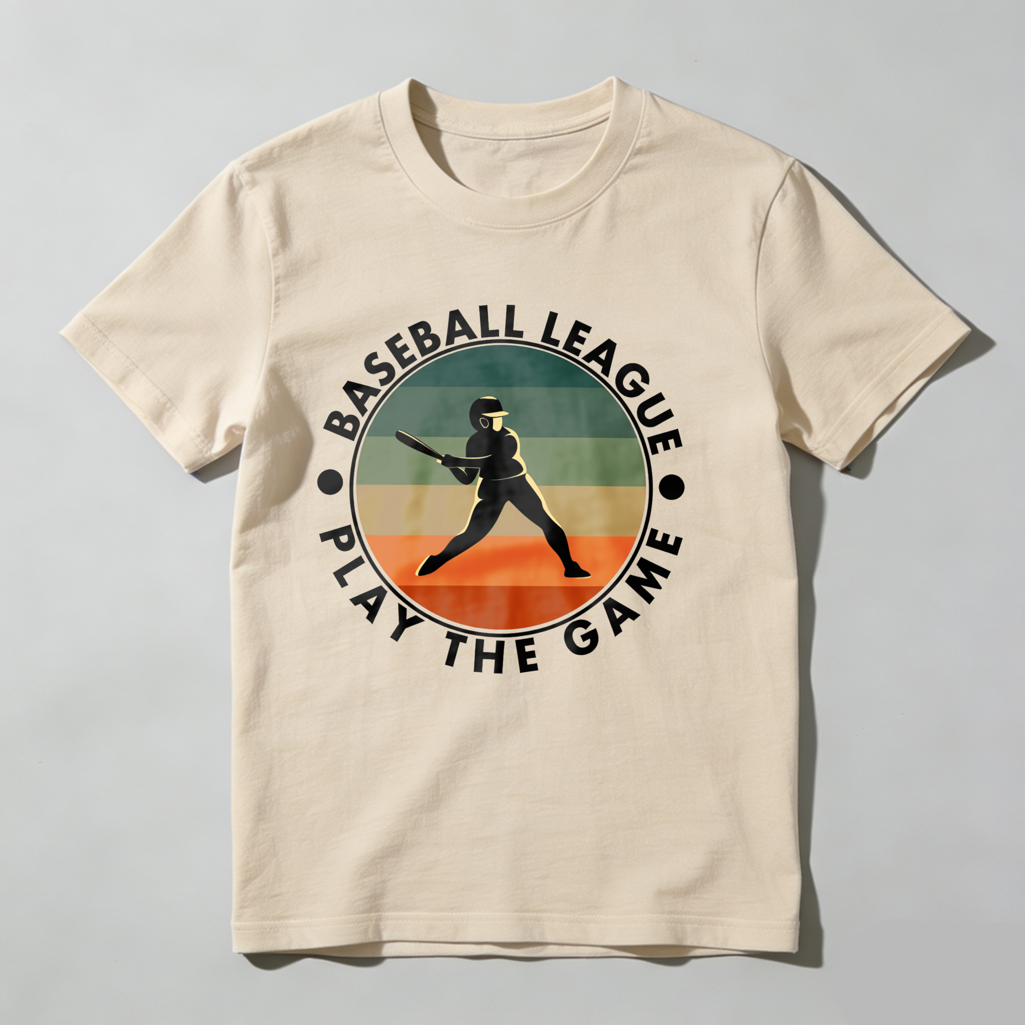 Dorawear™ Baseball Player Silhouette Retro Gradient Circle Design  T Shirt