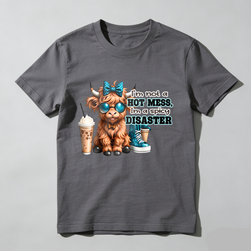 Dorawear™ Cute Cow With Sunglasses And Coffee T Shirt 100% cotton