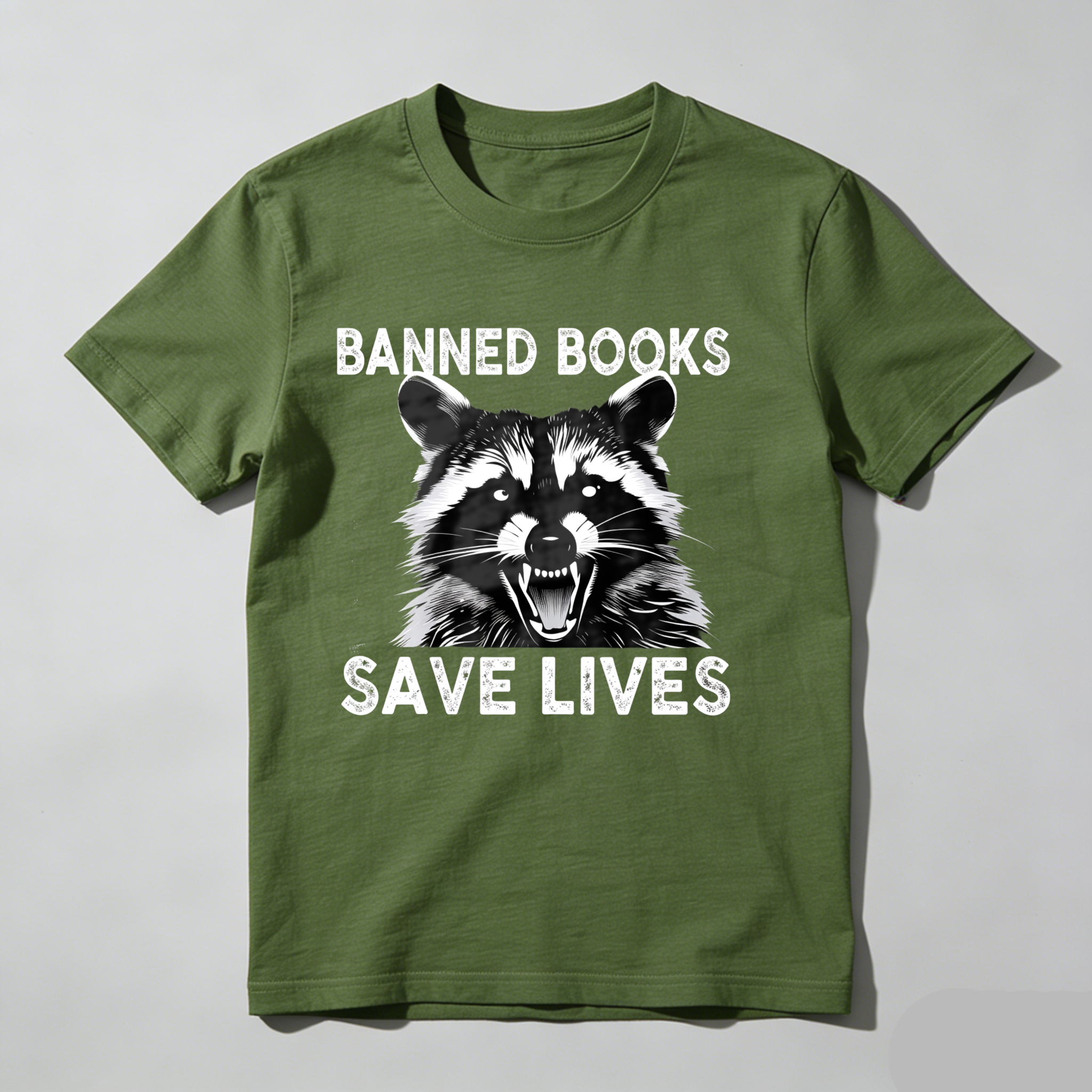 Dorawear™ Banned Books Save Lives Raccoon Face T Shirt