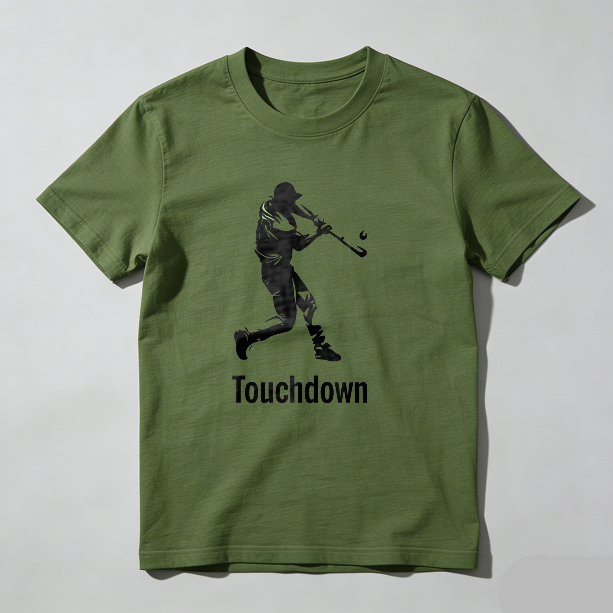 Dorawear™ Cricket Player Batting Silhouette Touchdown Text  T Shirt