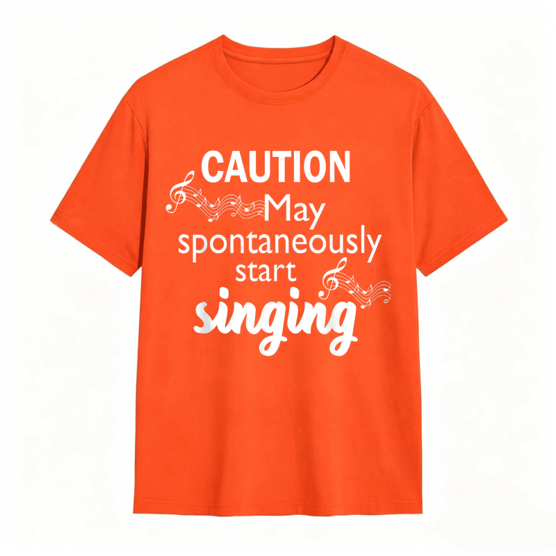 Dorawear™   Caution May Spontaneously Start Singing Music Notes Design T-shirt