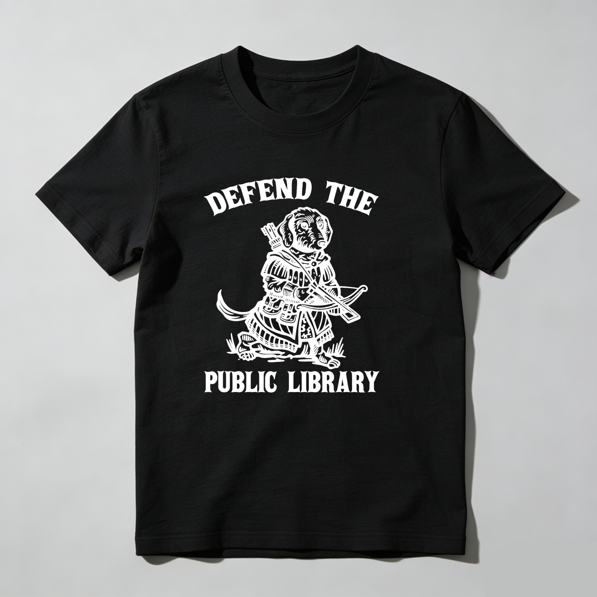 Dorawear™ Defend The Public Library Dog With Sword T Shirt