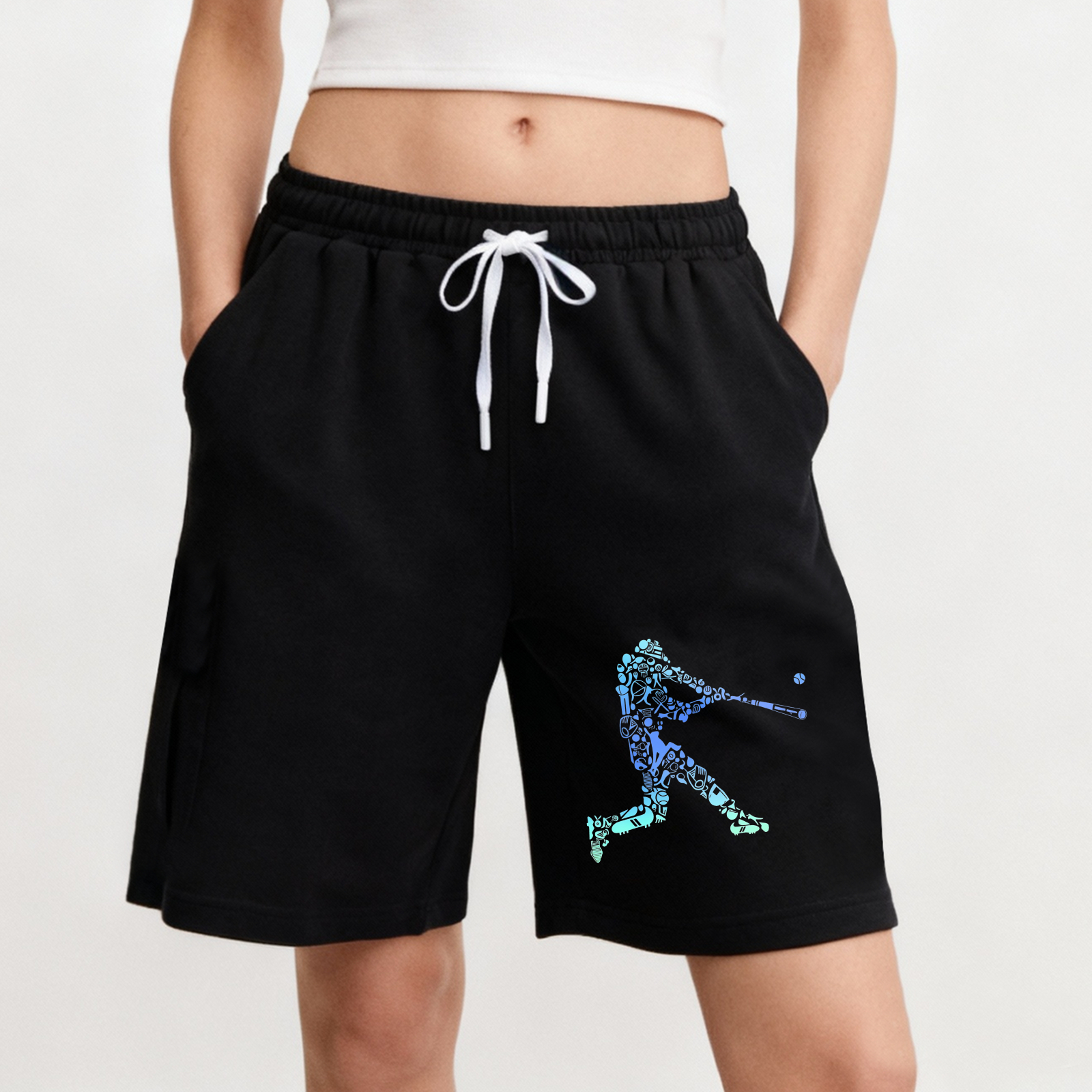 Dorawear™ Baseball Player Silhouette Pattern Shorts-Dorawear