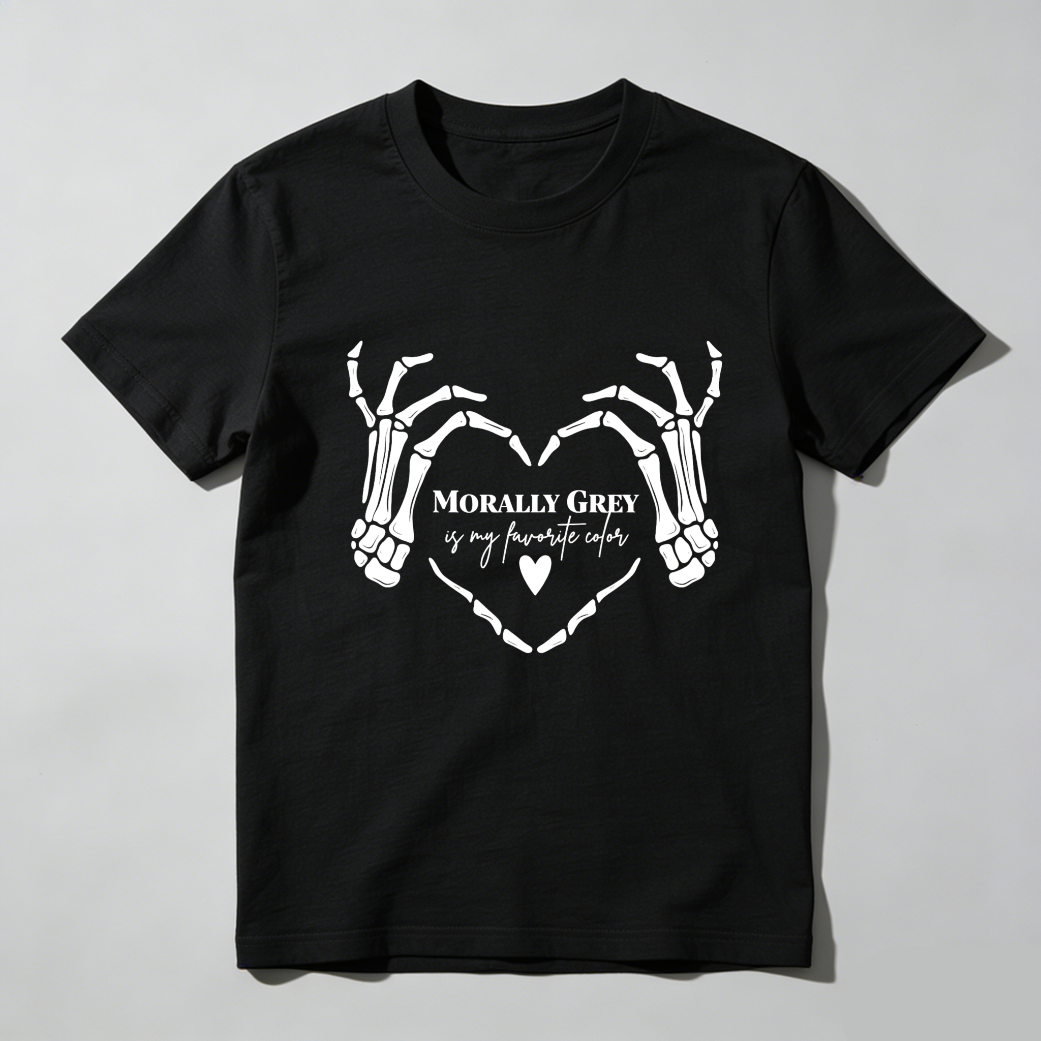 Dorawear Skeleton Hands Form Heart With Text T Shirt