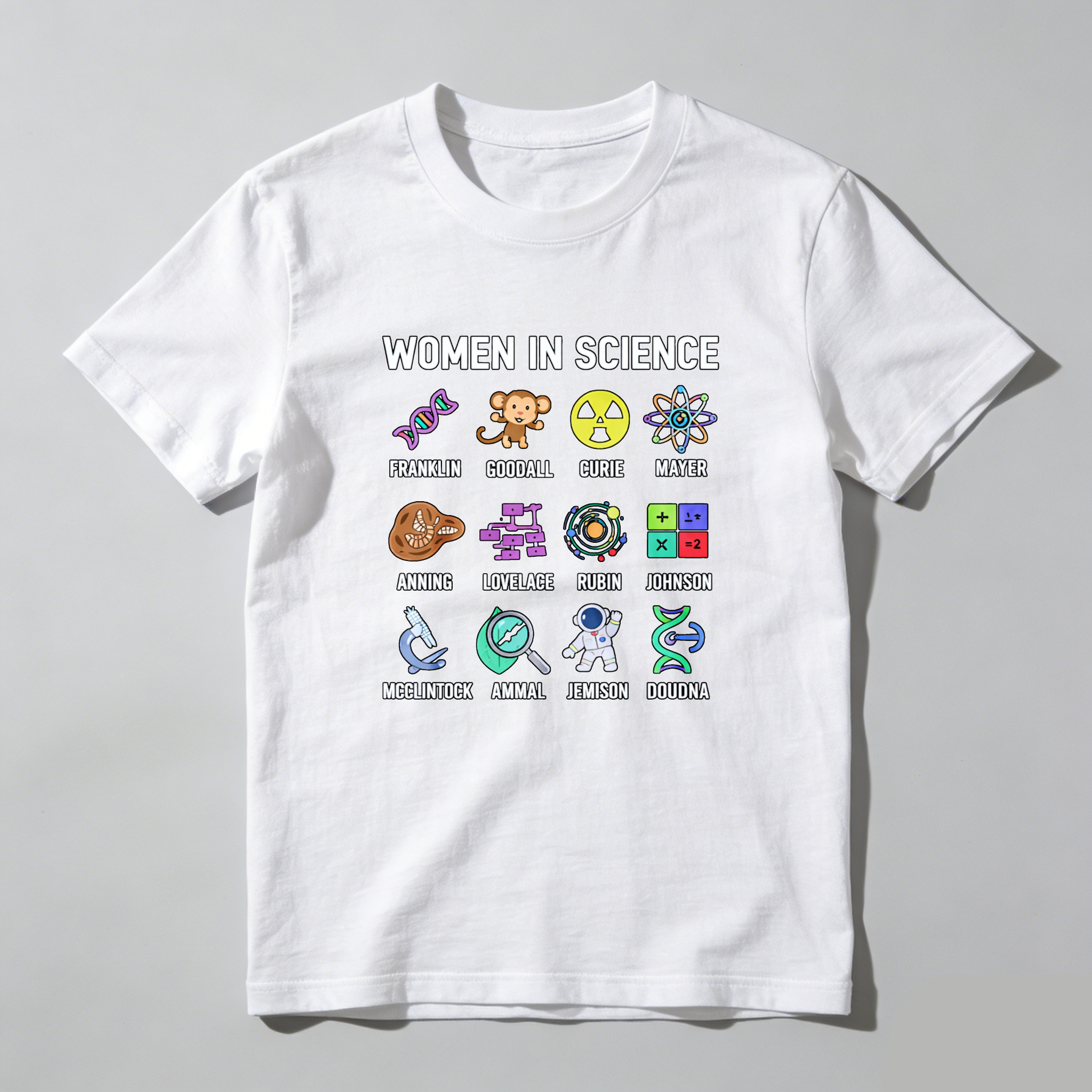 Dorawear™ Women In Science Icons Pure Cotton Short Sleeve T Shirt-Dorawear