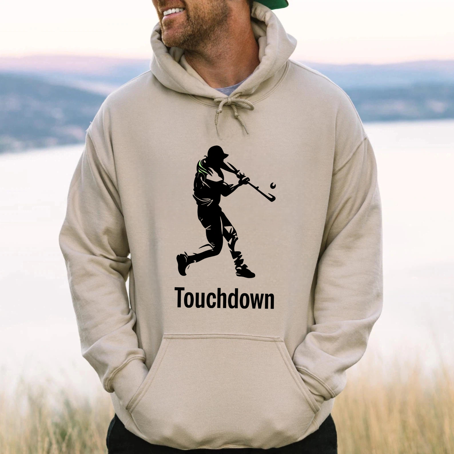 Dorawear™ Touchdown Football Player Hoodie Black Sweatshirt With Graphic Design For Sports Fans And Casual Wear-Dorawear