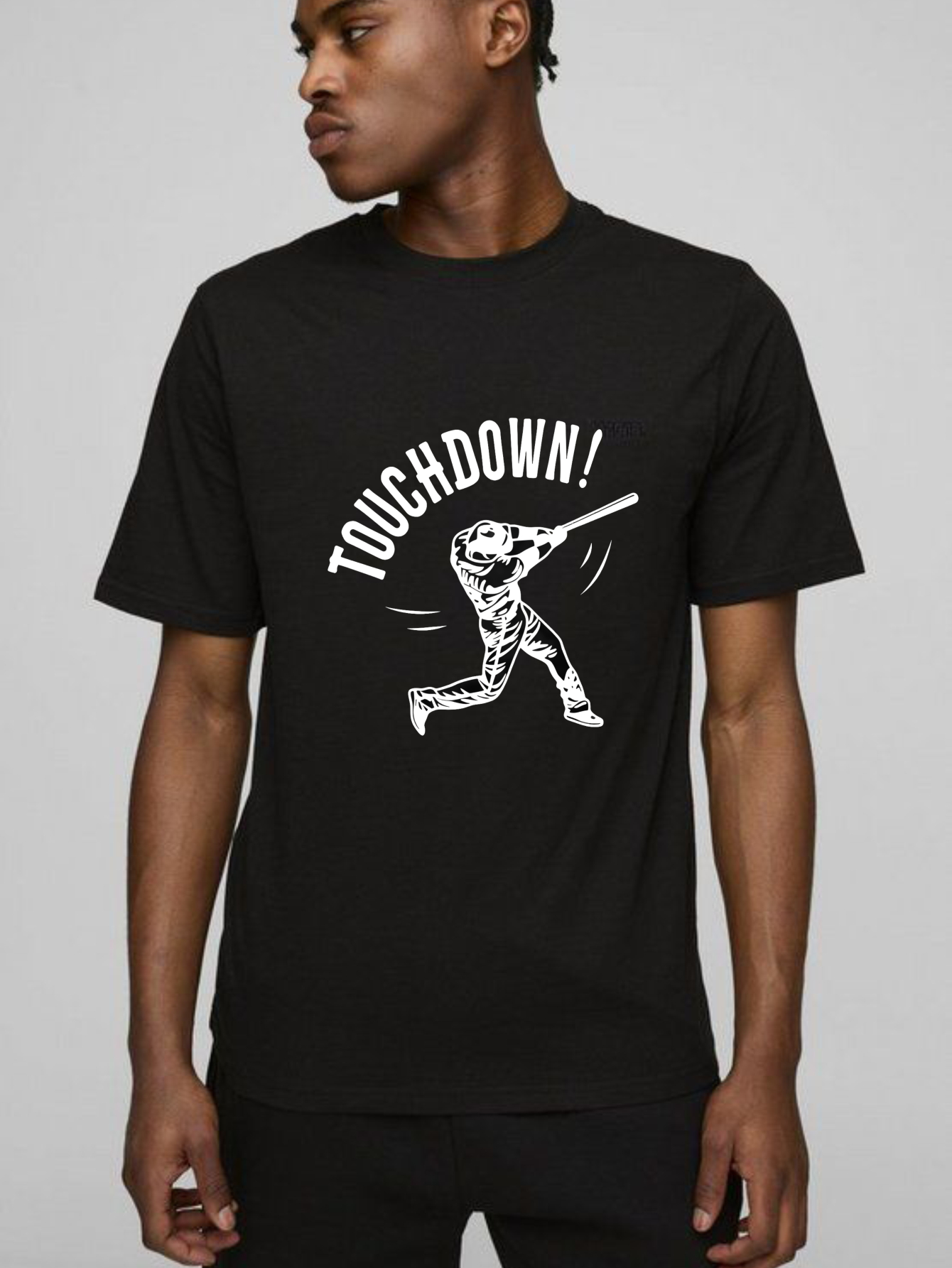 Dorawear™ Touchdown T-Shirt Featuring Baseball Player Swinging Bat