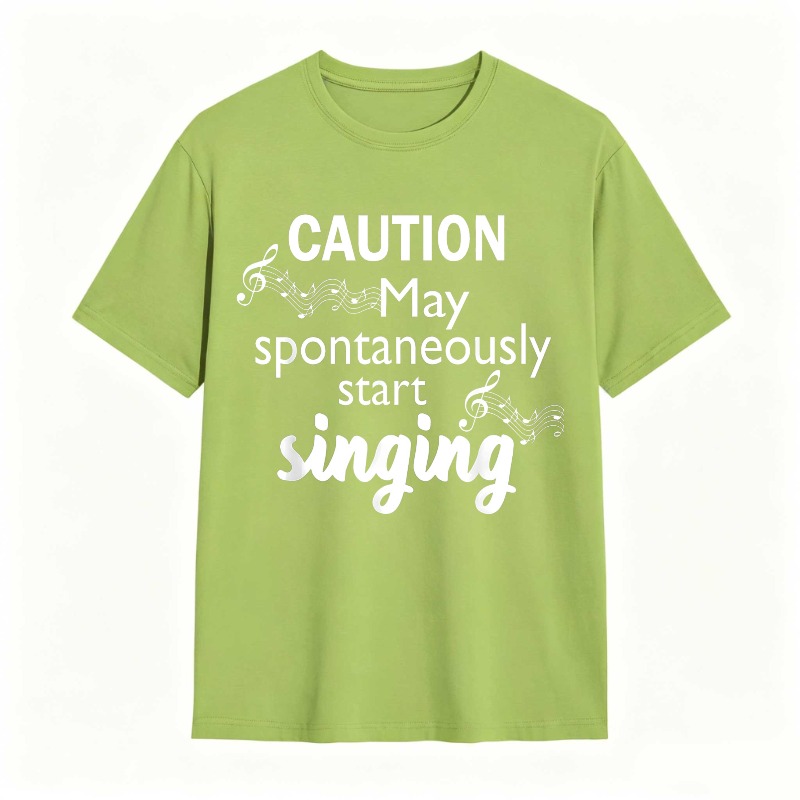Dorawear™   Caution May Spontaneously Start Singing Music Notes Design T-shirt