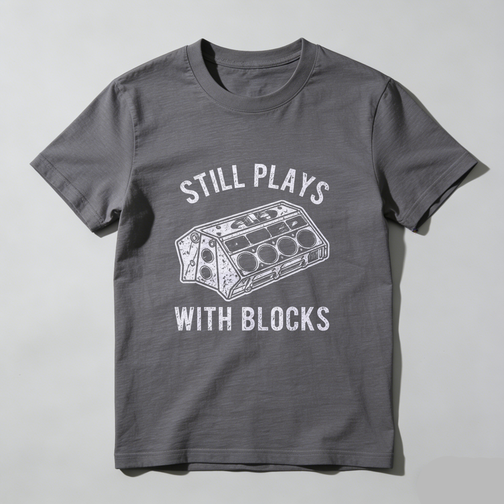 Dorawear™ Still Plays With Blocks Engine Print Pure Cotton Short Sleeve T-Shirt-Dorawear