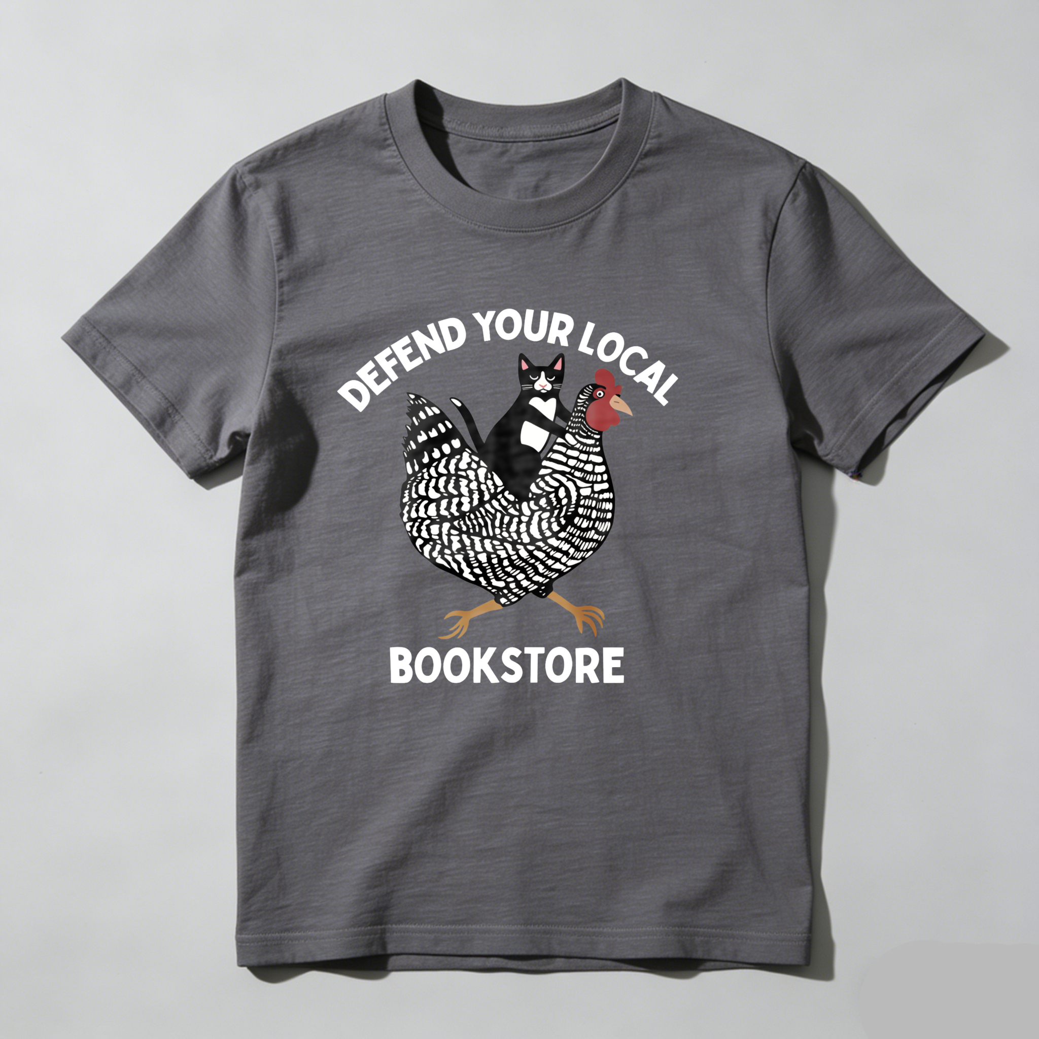Dorawear™ Defend Your Local Bookstore Chicken Pattern T Shirt