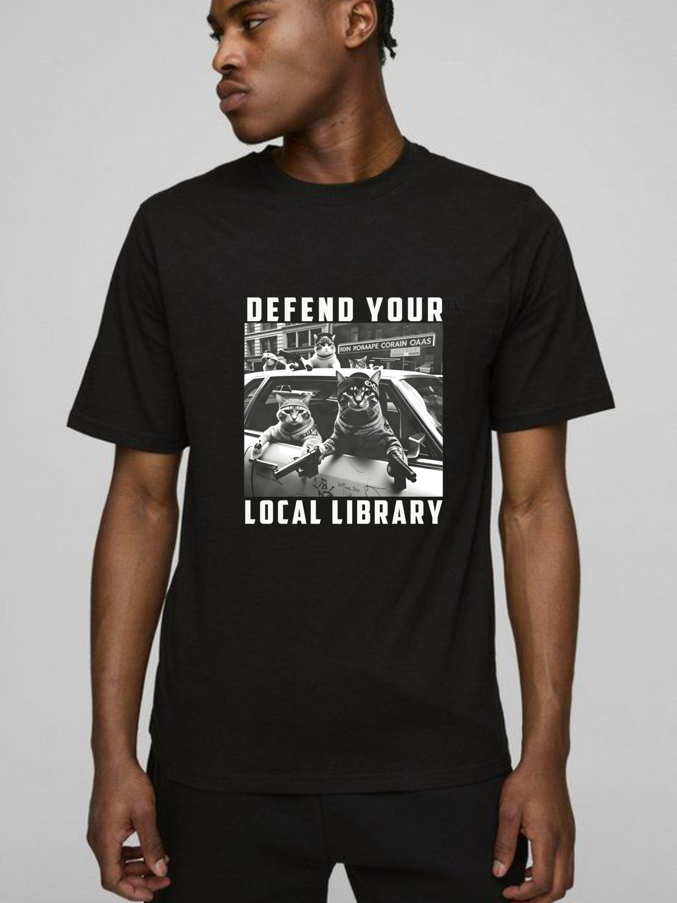 Dorawear™ Defend Your Local Library Cats In Car T Shirt