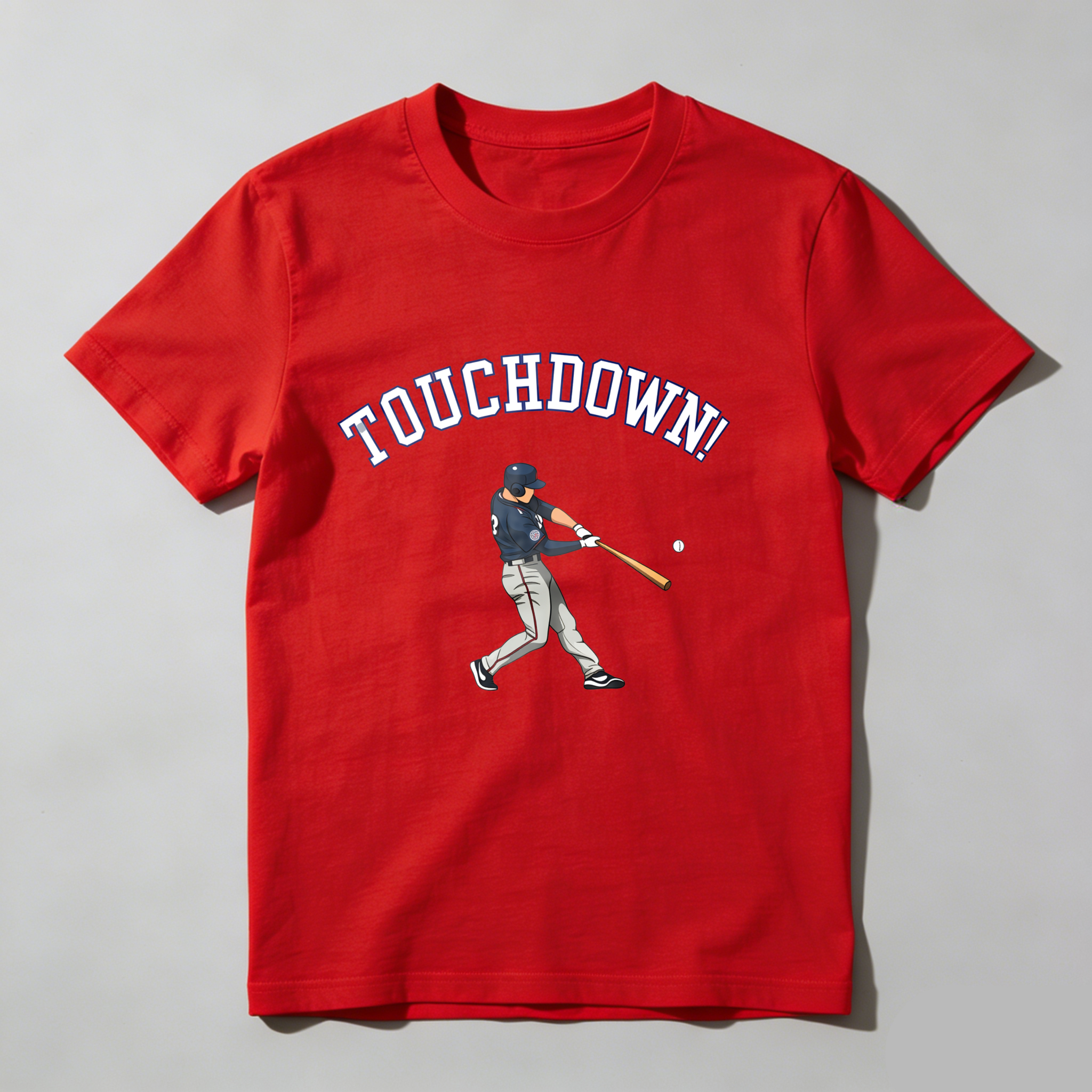 Dorawear™ Dynamic Baseball Player Touchdown Bat Swing T-Shirt
