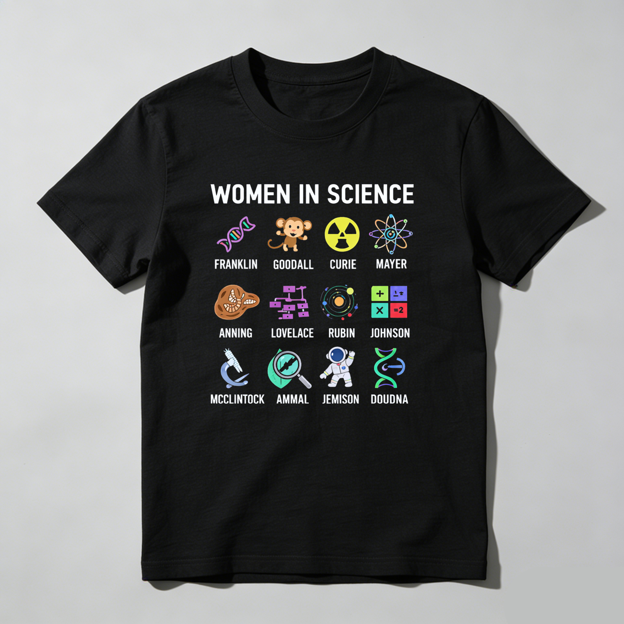 Dorawear™ Women In Science Icons Pure Cotton Short Sleeve T Shirt-Dorawear