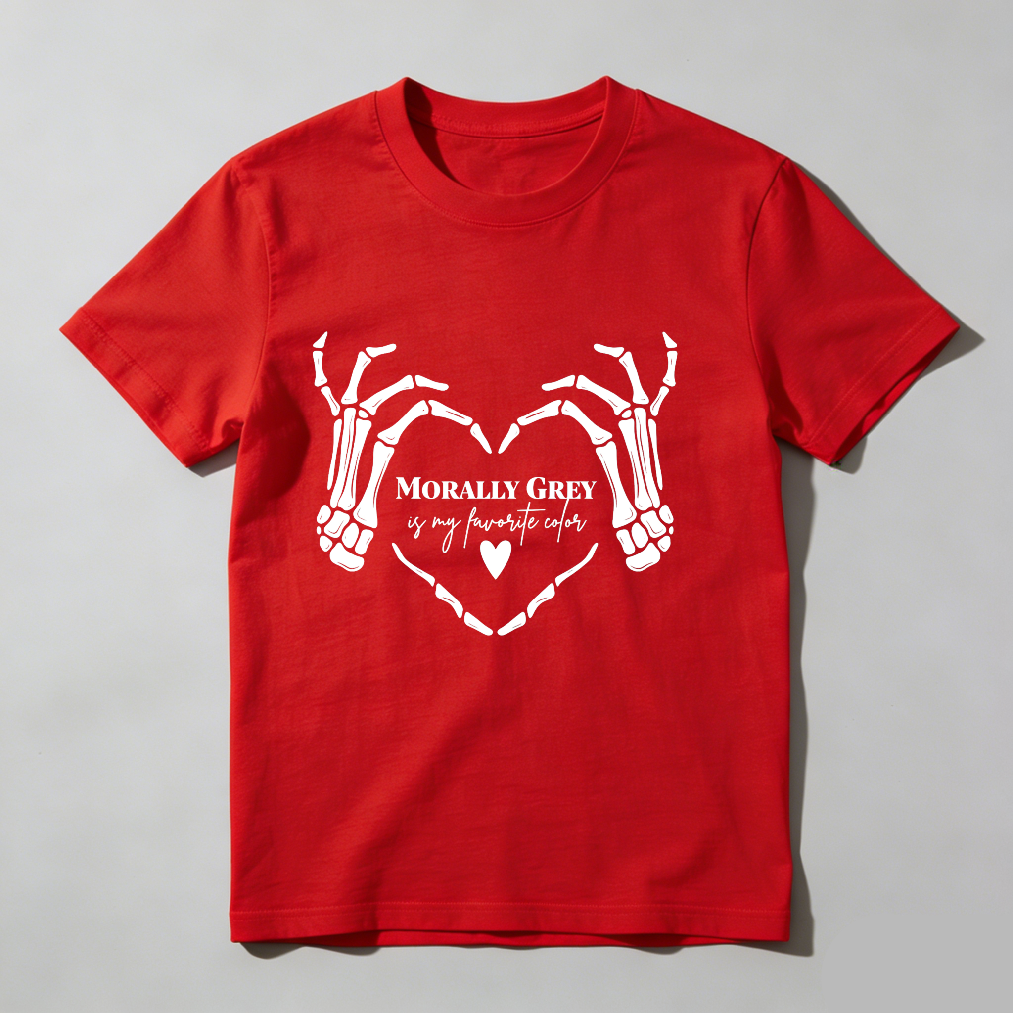 Dorawear Skeleton Hands Form Heart With Text T Shirt