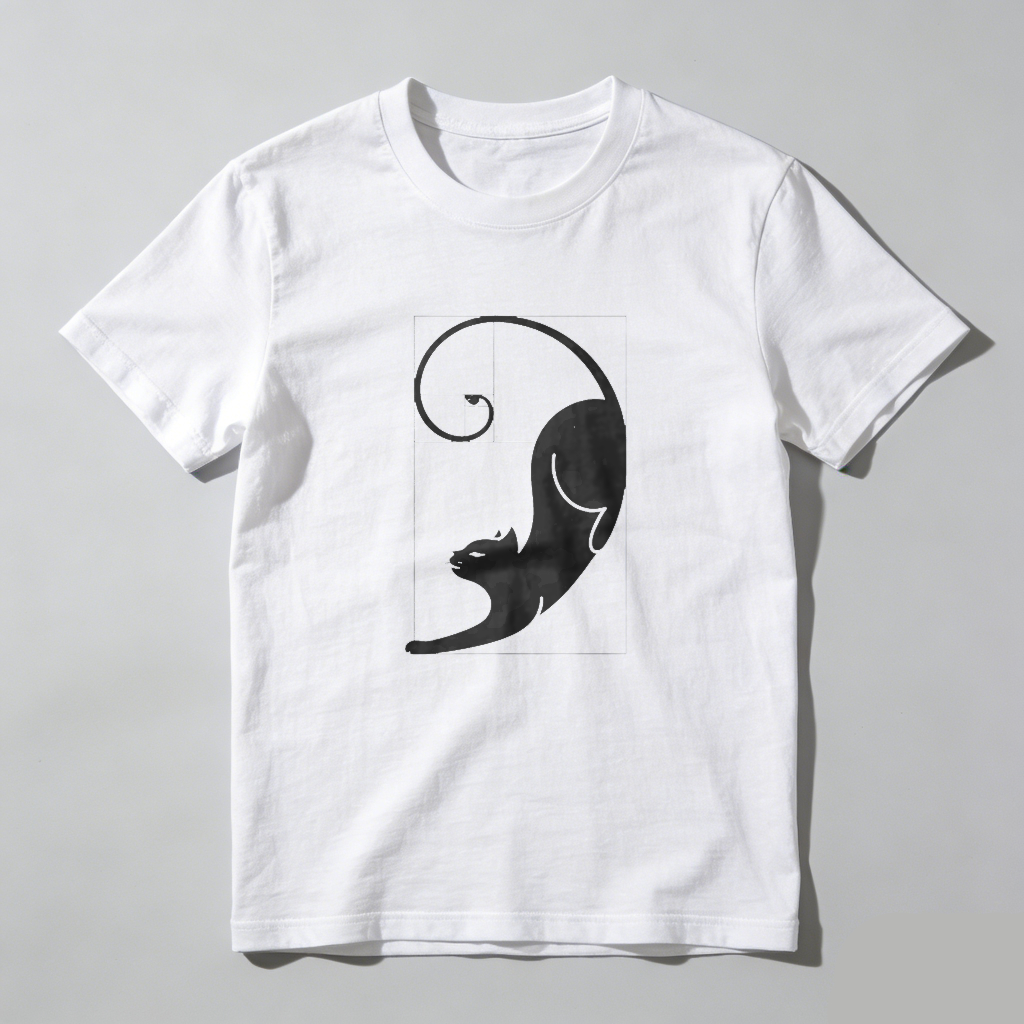 Dorawear™ Cat Fibonacci Spiral Design Pure Cotton Short Sleeve T Shirt-Dorawear