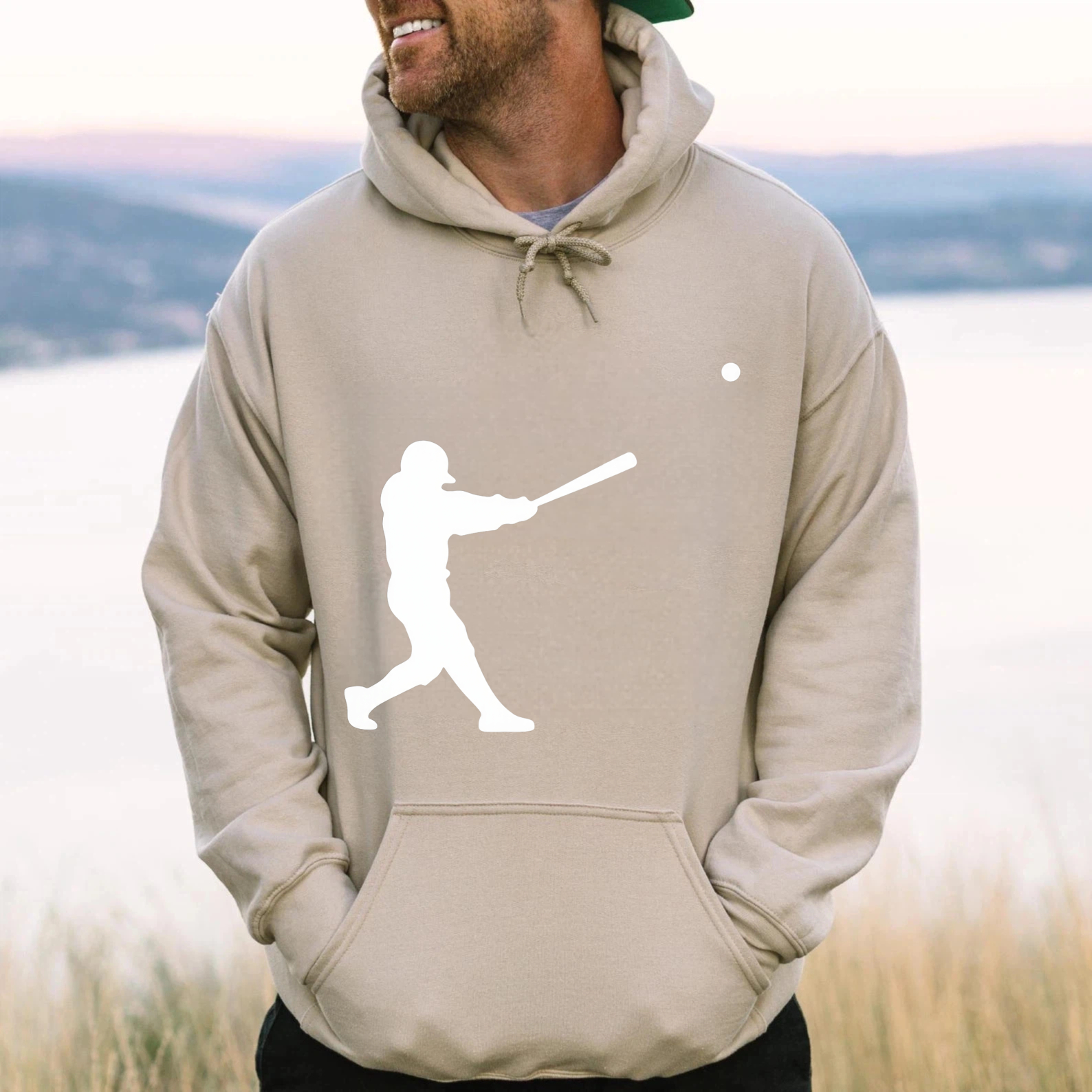 Dorawear™ Baseball Player Silhouette Hoodie Black Sportswear Sweatshirt For Men And Women Casual Wear With Pocket And Hood Design-Dorawear