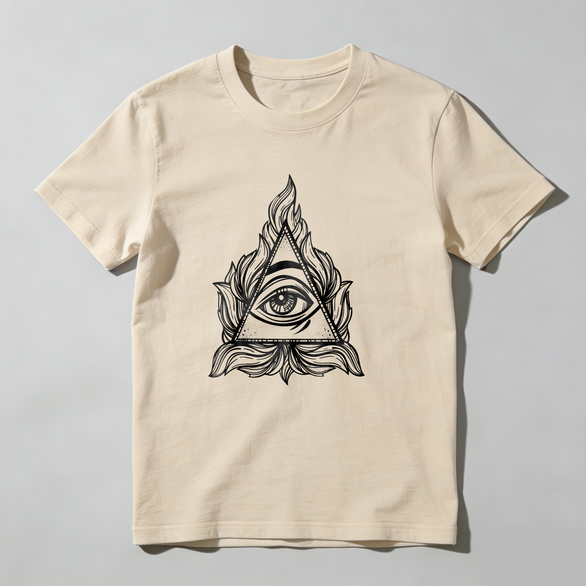 Dorawear™Eye Within Triangle Flames Pattern  T Shirt