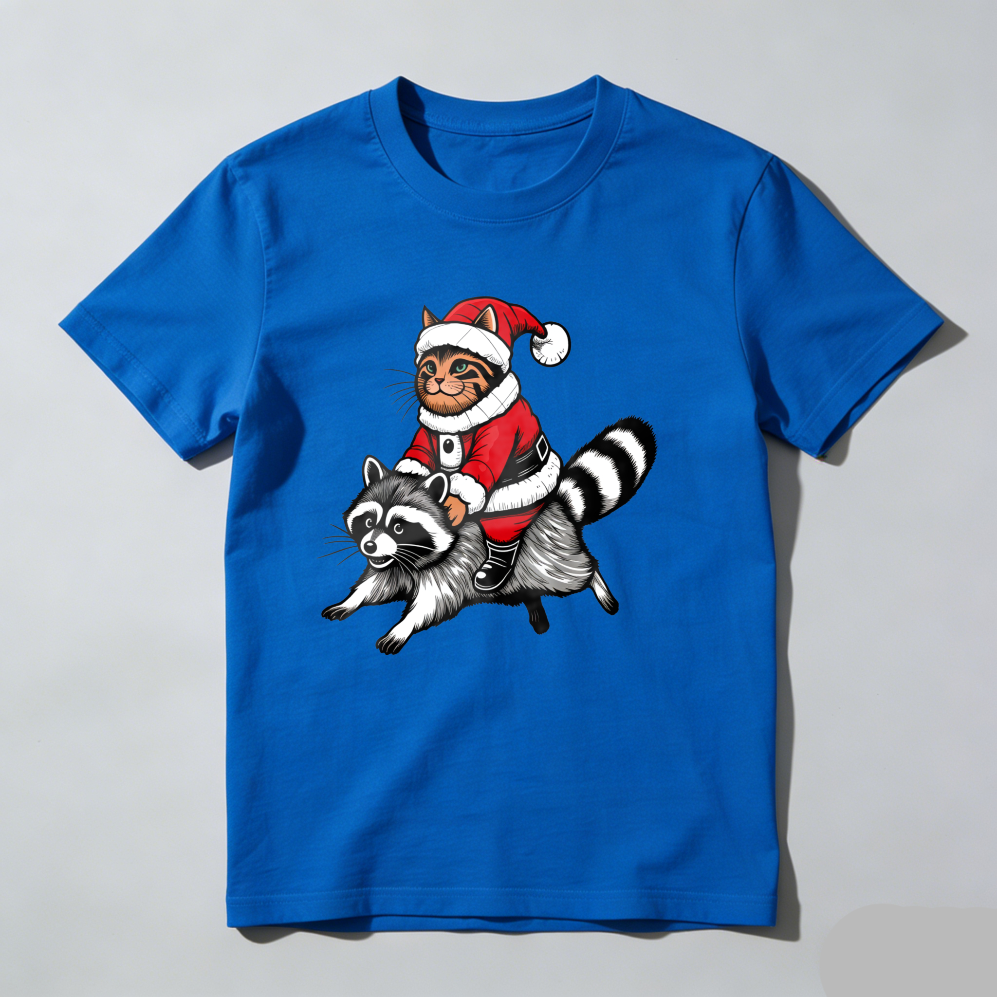 Dorawear™ Cat In Santa Suit Riding Raccoon T Shirt