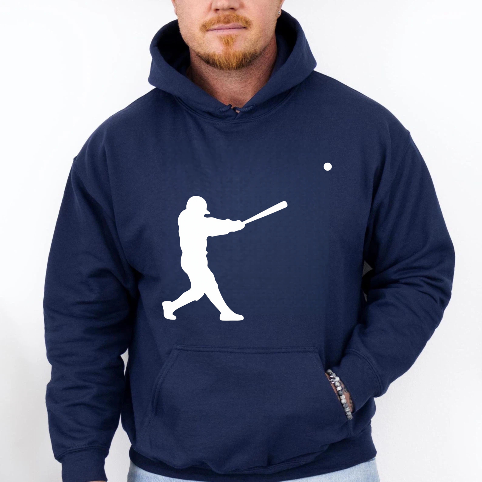 Dorawear™ Baseball Player Silhouette Hoodie Black Sportswear Sweatshirt For Men And Women Casual Wear With Pocket And Hood Design-Dorawear