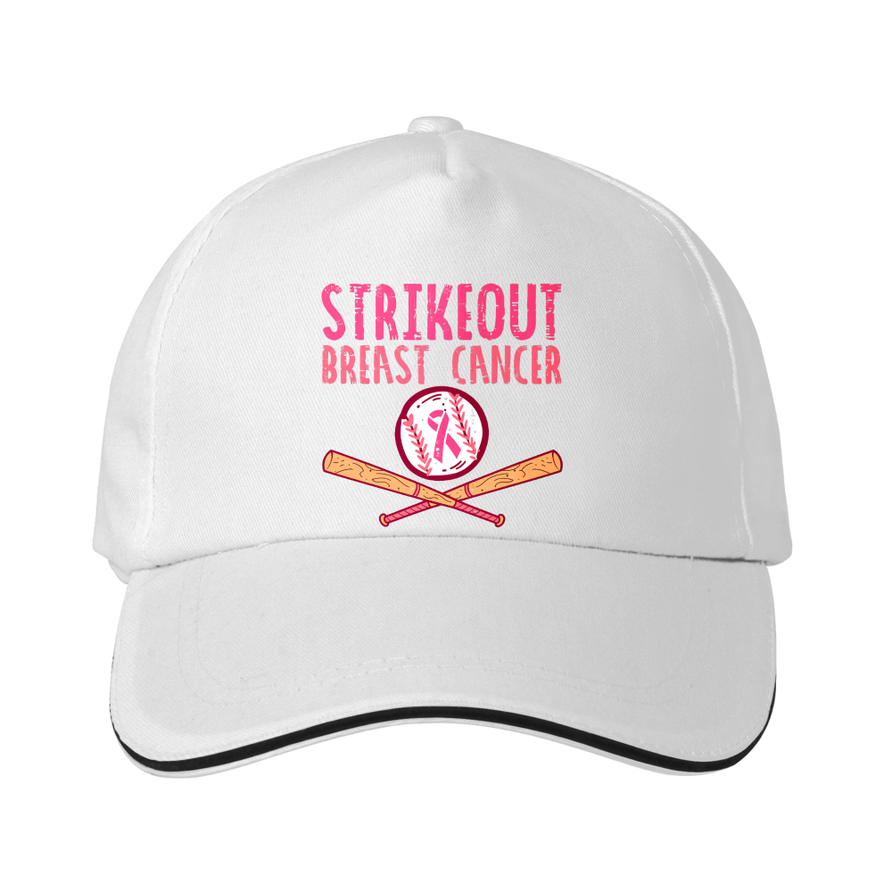 Dorawear™ Baseball Cap Strikeout Breast Cancer Pink Baseball And Bat Design For Awareness Events