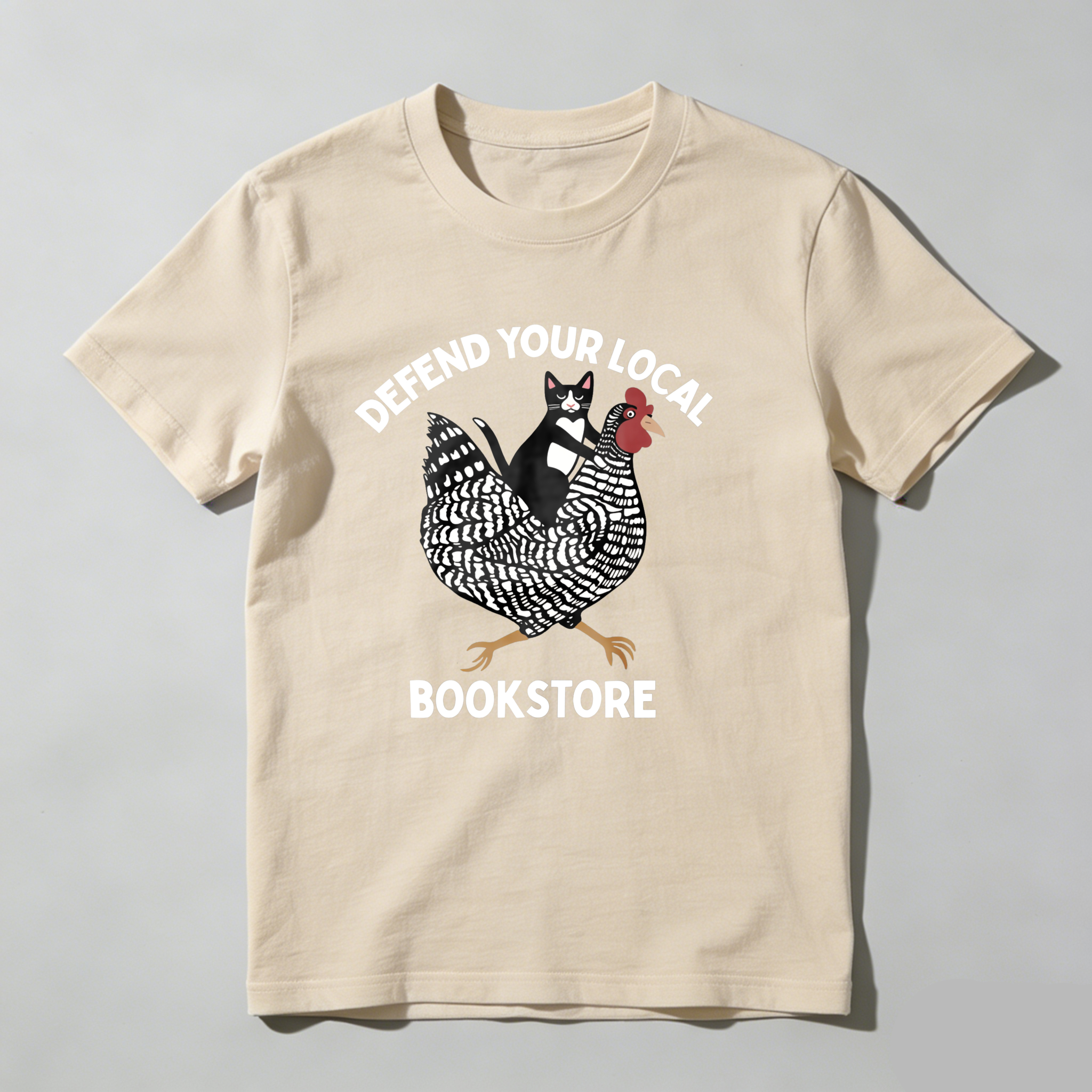 Dorawear™ Defend Your Local Bookstore Chicken Pattern T Shirt