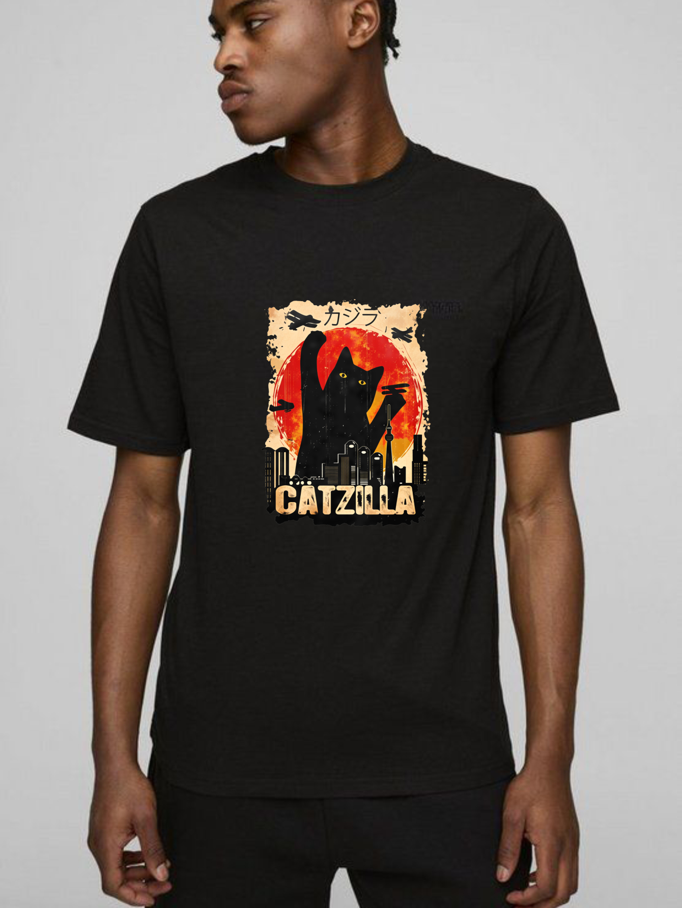 Catzilla Giant Cat Destroying City tshirt 100% cotton