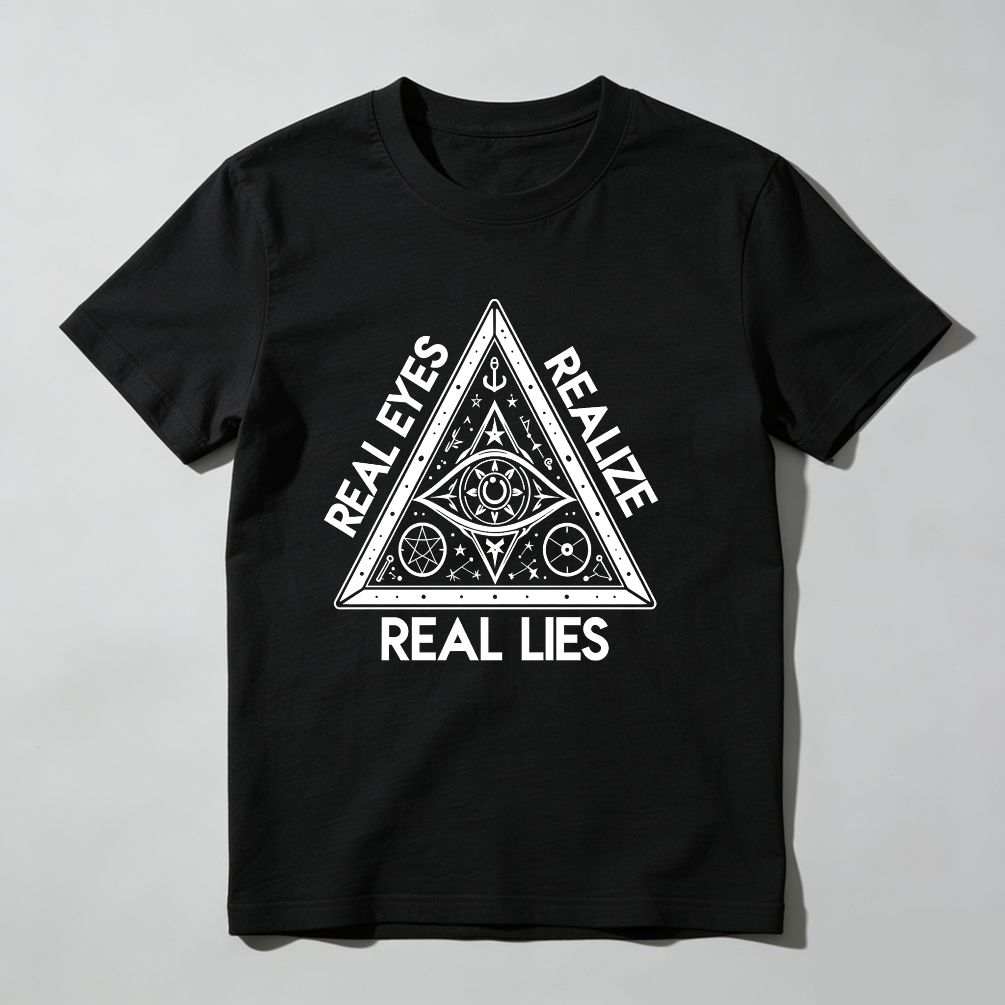 Dorawear™Real Eyes Realize Real Lies Pyramid Symbol  T Shirt