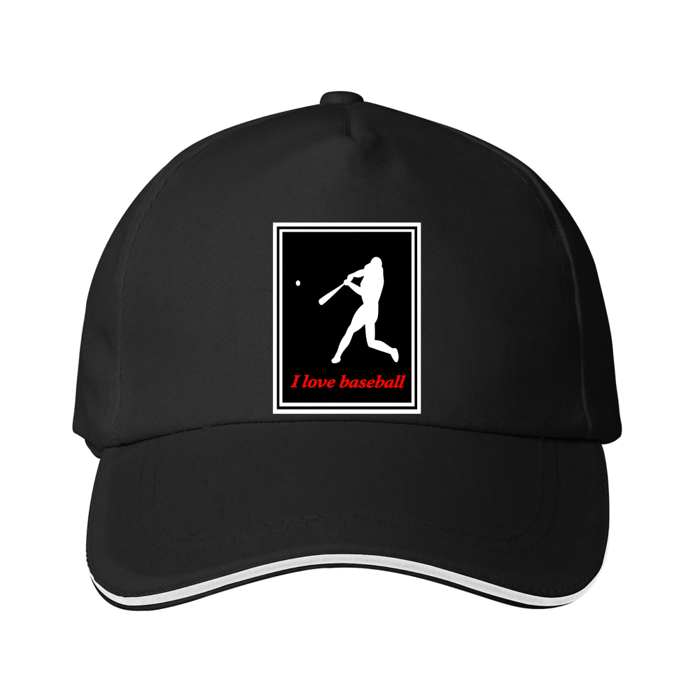 Dorawear™ Baseball Cap Player Silhouette I Love Baseball Print For Sports Fans