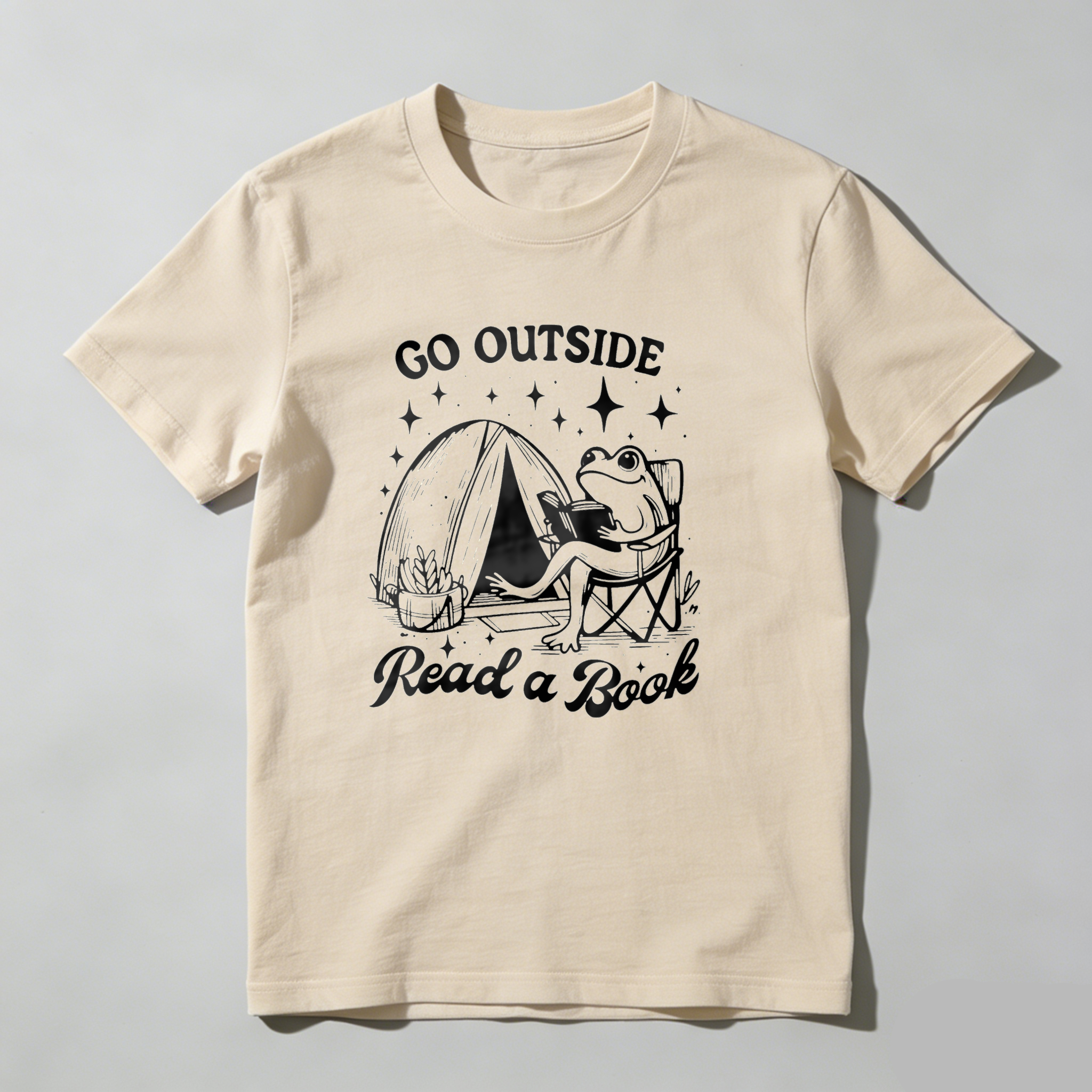 Dorawear™ Go Outside Read A Book Frog Tent Stars T Shirt