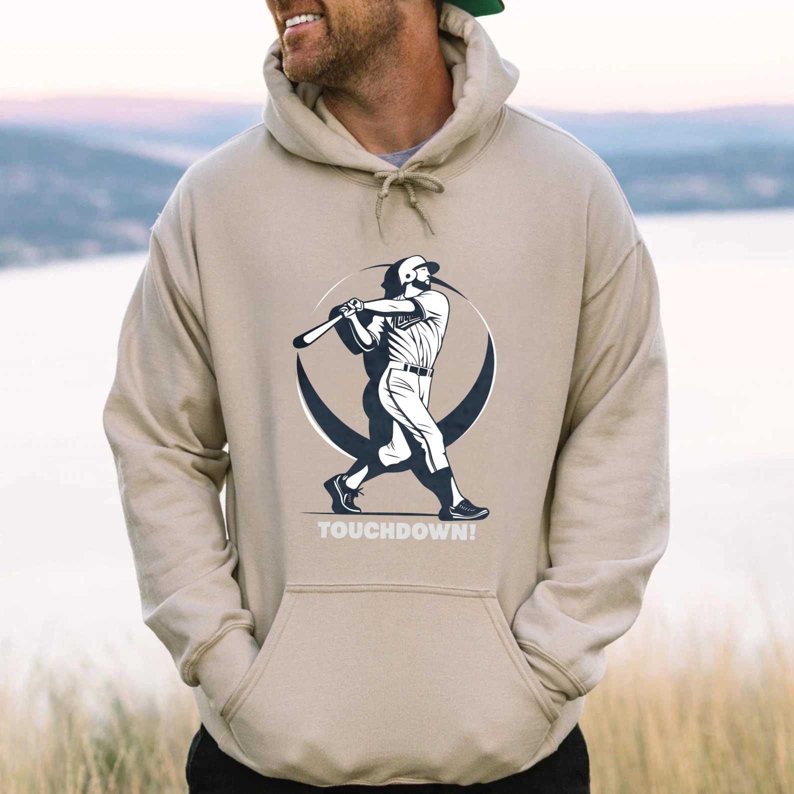 Dorawear™ Baseball Player Touchdown Hoodie Black Sport Sweatshirt With Graphic Design For Men And Women-Dorawear