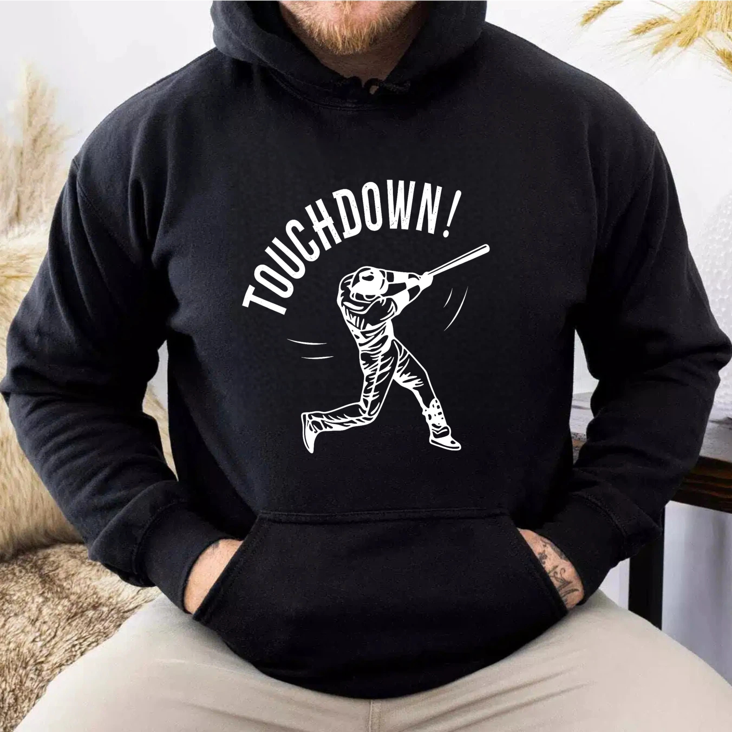 Dorawear™ Touchdown Baseball Player Hoodie Sport Graphic Sweatshirt Unisex Casual Wear
