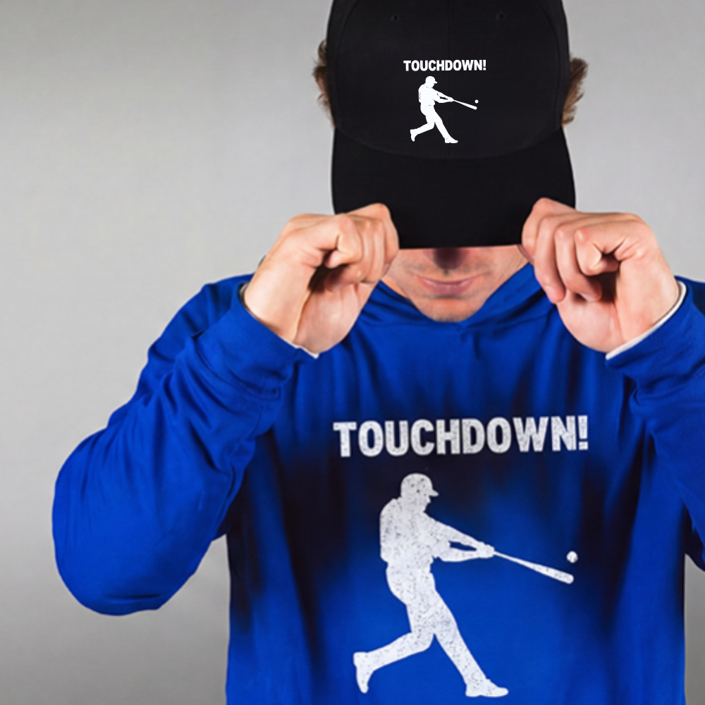 Dorawear™ Baseball Cap Touchdown Text And Baseball Player Silhouette Sports Game