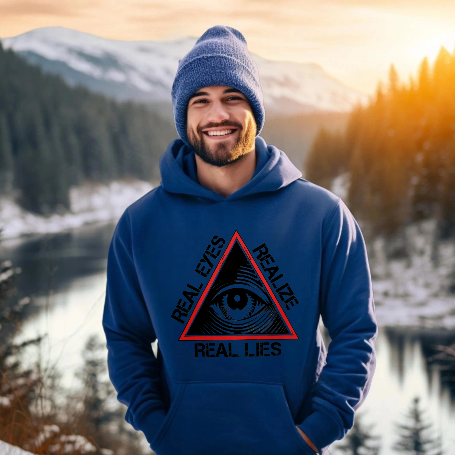 Dorawear™ Real Eyes Realize Real Lies Hoodie Black Eye Symbol Triangular Design Sweatshirt Men Women Unisex Casual Wear-Dorawear