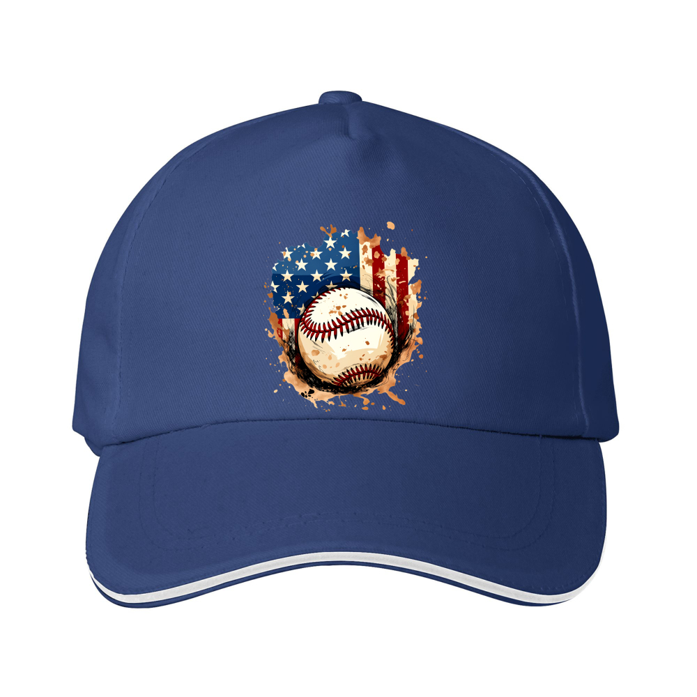 Dorawear™ Baseball Cap American Flag And Baseball Print For Sports And Casual Wear