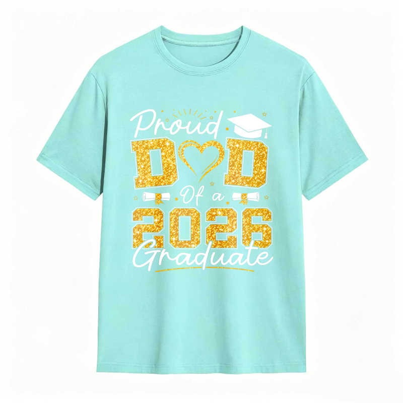 Dorawear™ Proud Dad Of A 2026 Graduate Graduation Cap Heart And Bow Tie Design Unisex Classic T-shirt